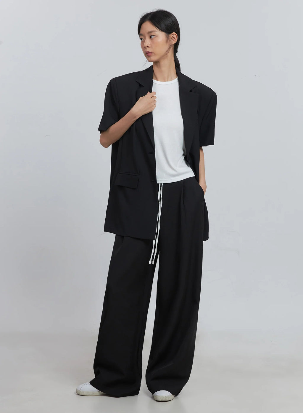 Layered Pintuck Wide-Leg Pants IU512