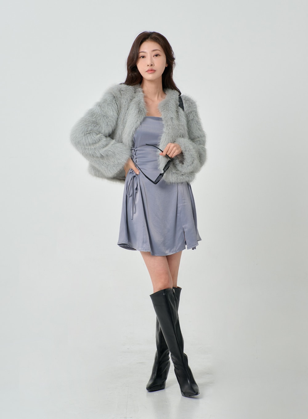 Silky Satin Cross Waist Tie Thin Strap Mini Dress IO27