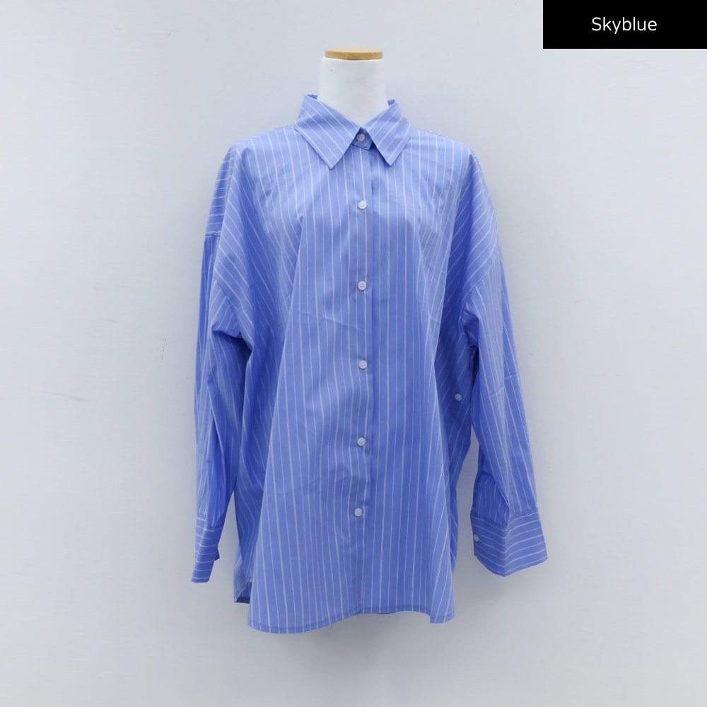 Oversized Striped Shirt with Waist Band Set CY27