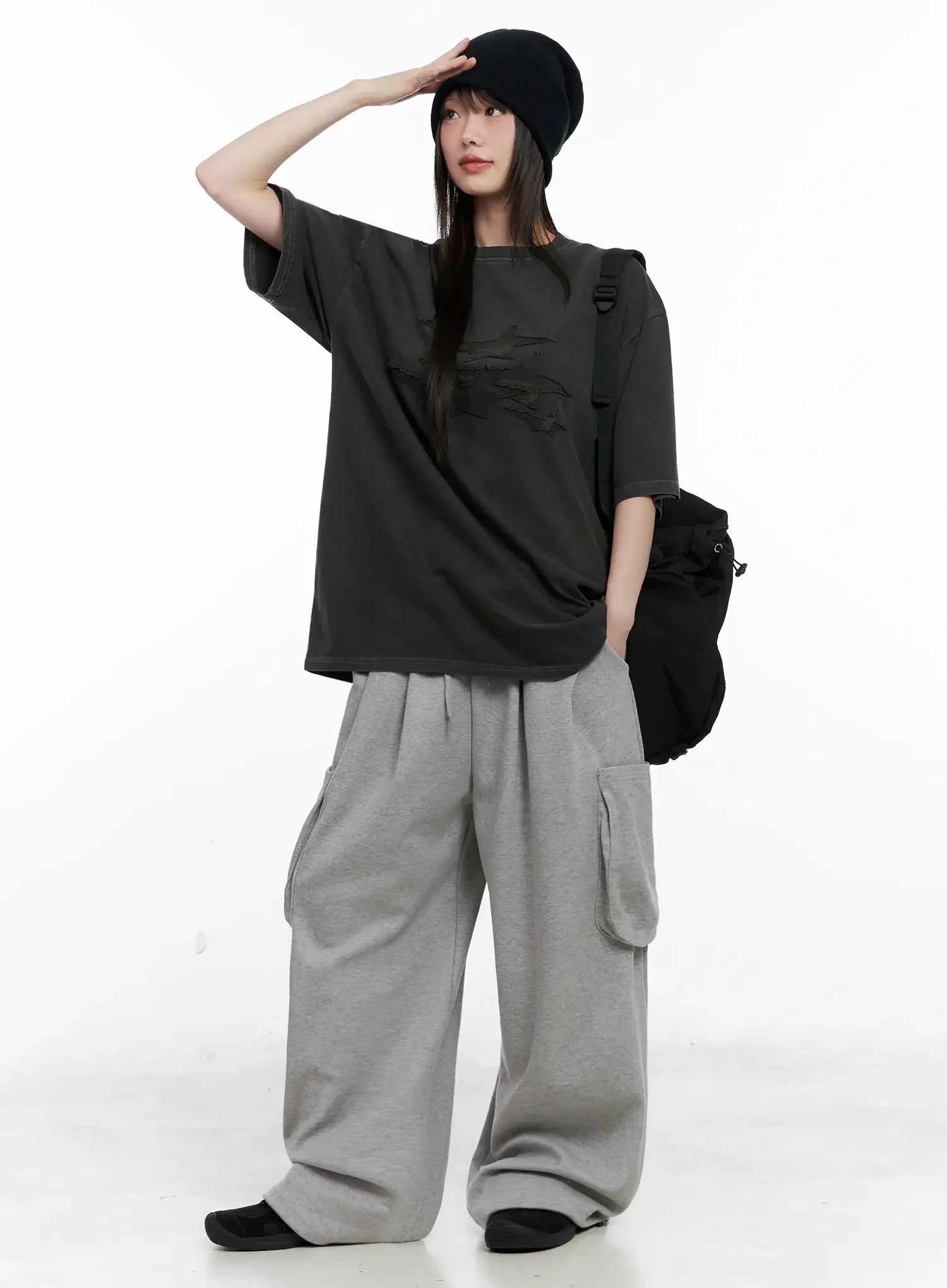 Casual Wide-Leg Cargo Sweatpants IL531