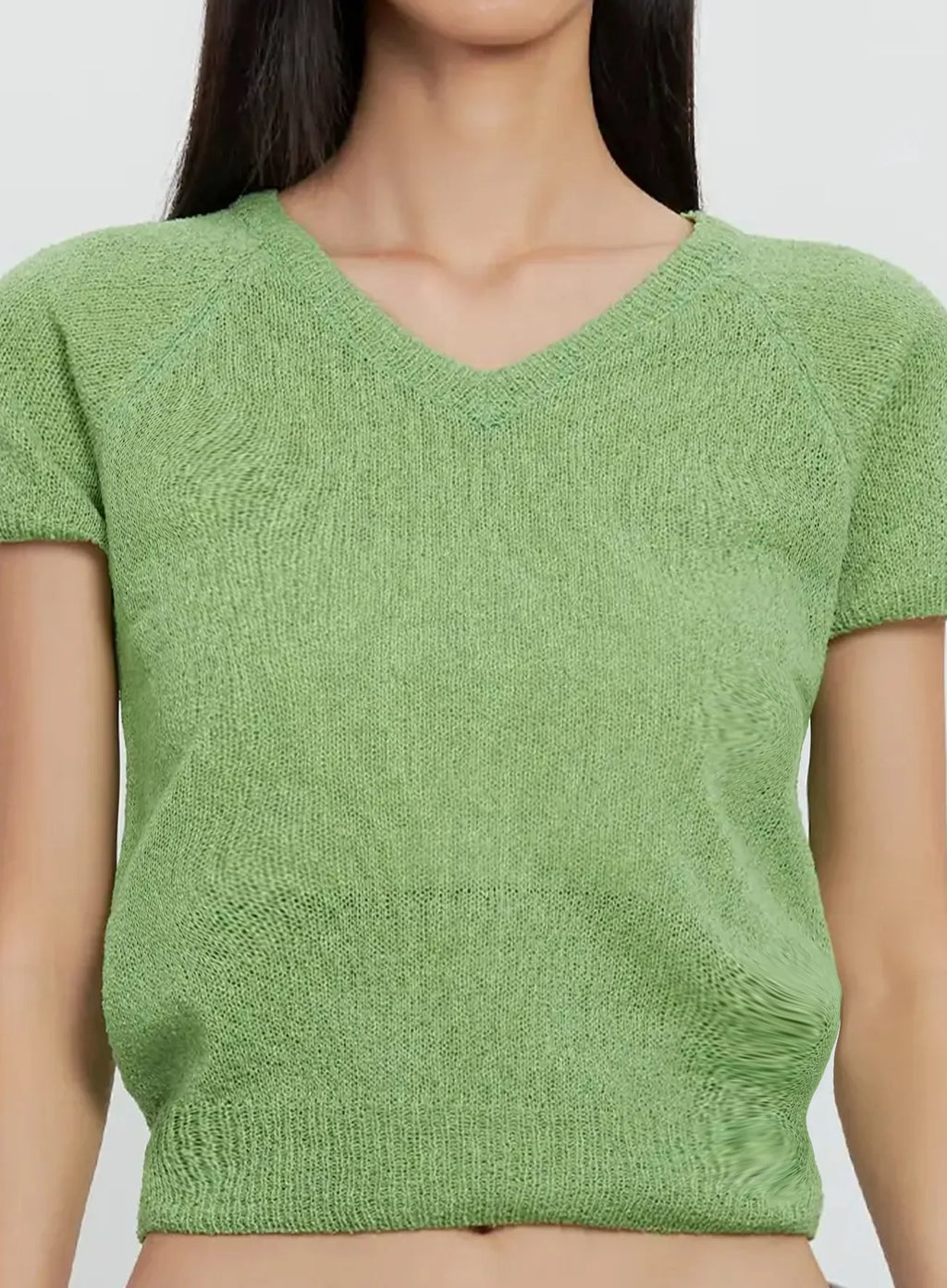 Mesh V-Neck Short-Sleeve Top IL528