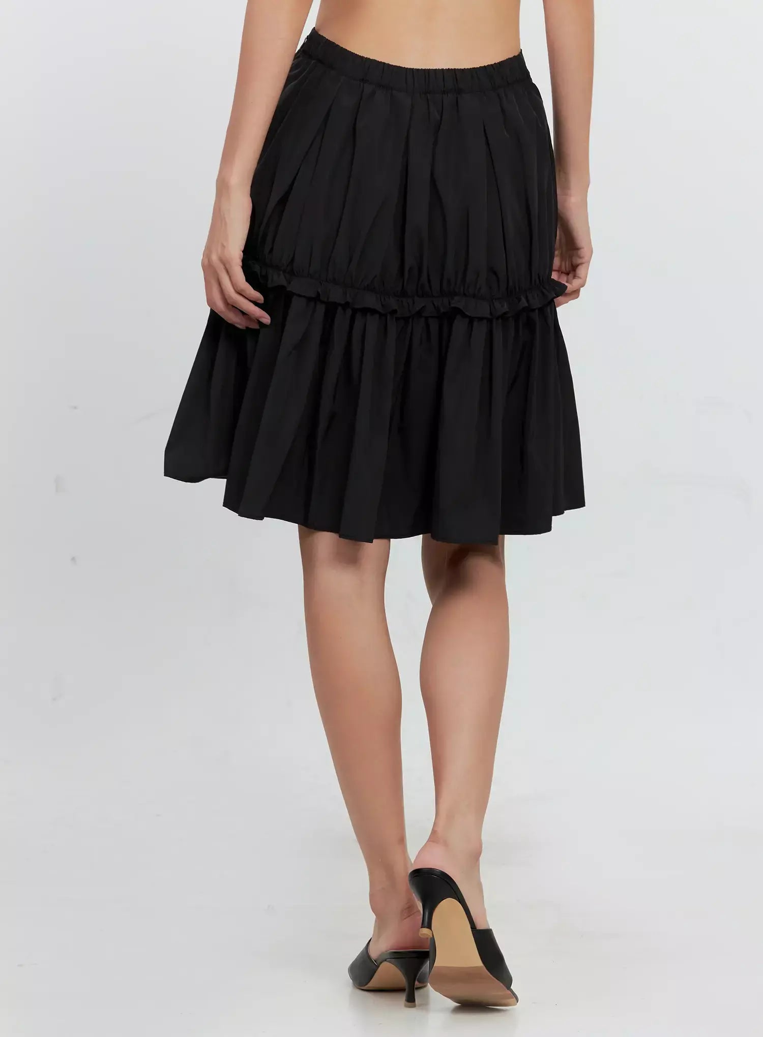 Pleated Nylon Midi Skirt IS516
