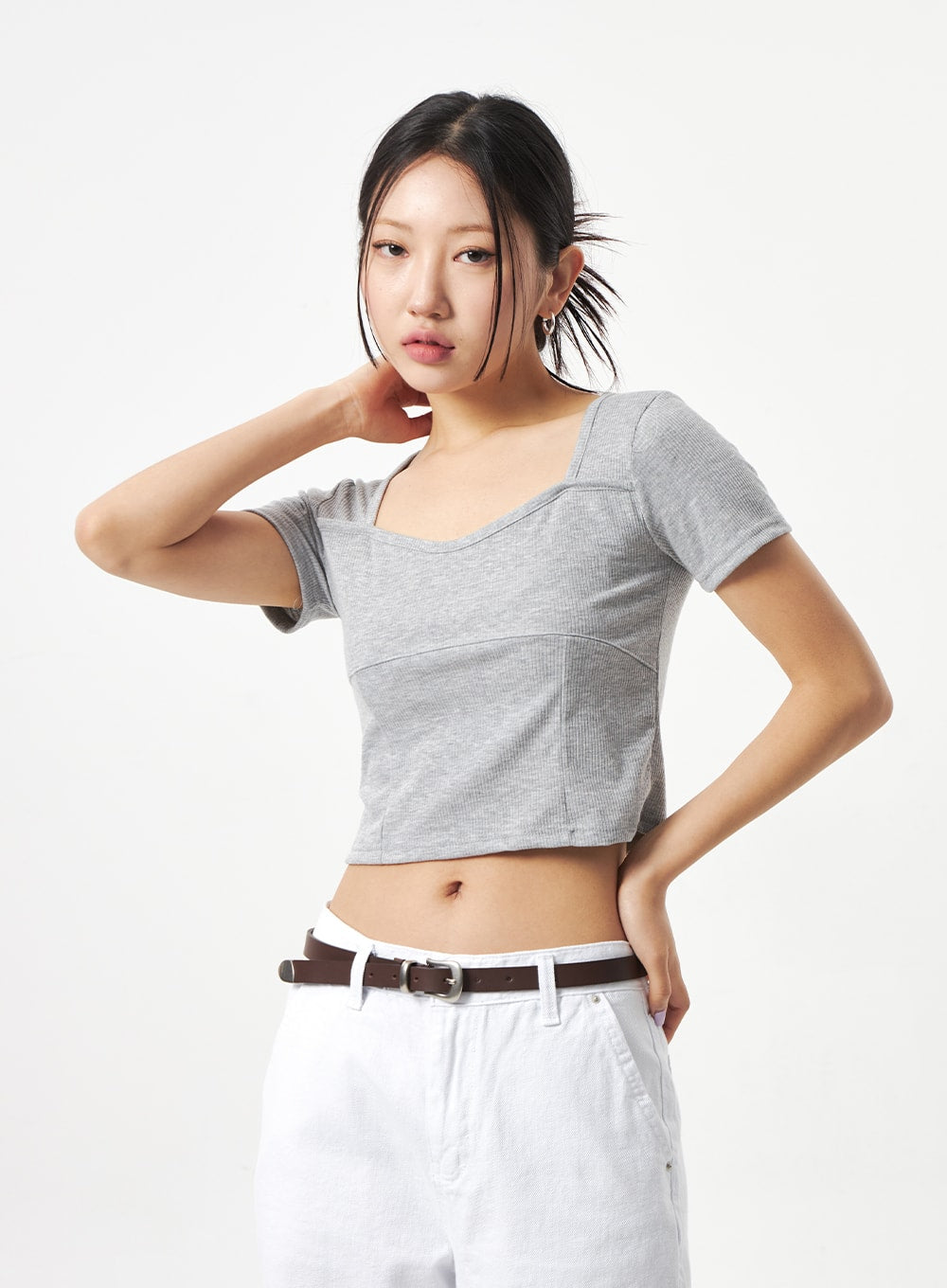 Heart Neck Cropped Tee CA320