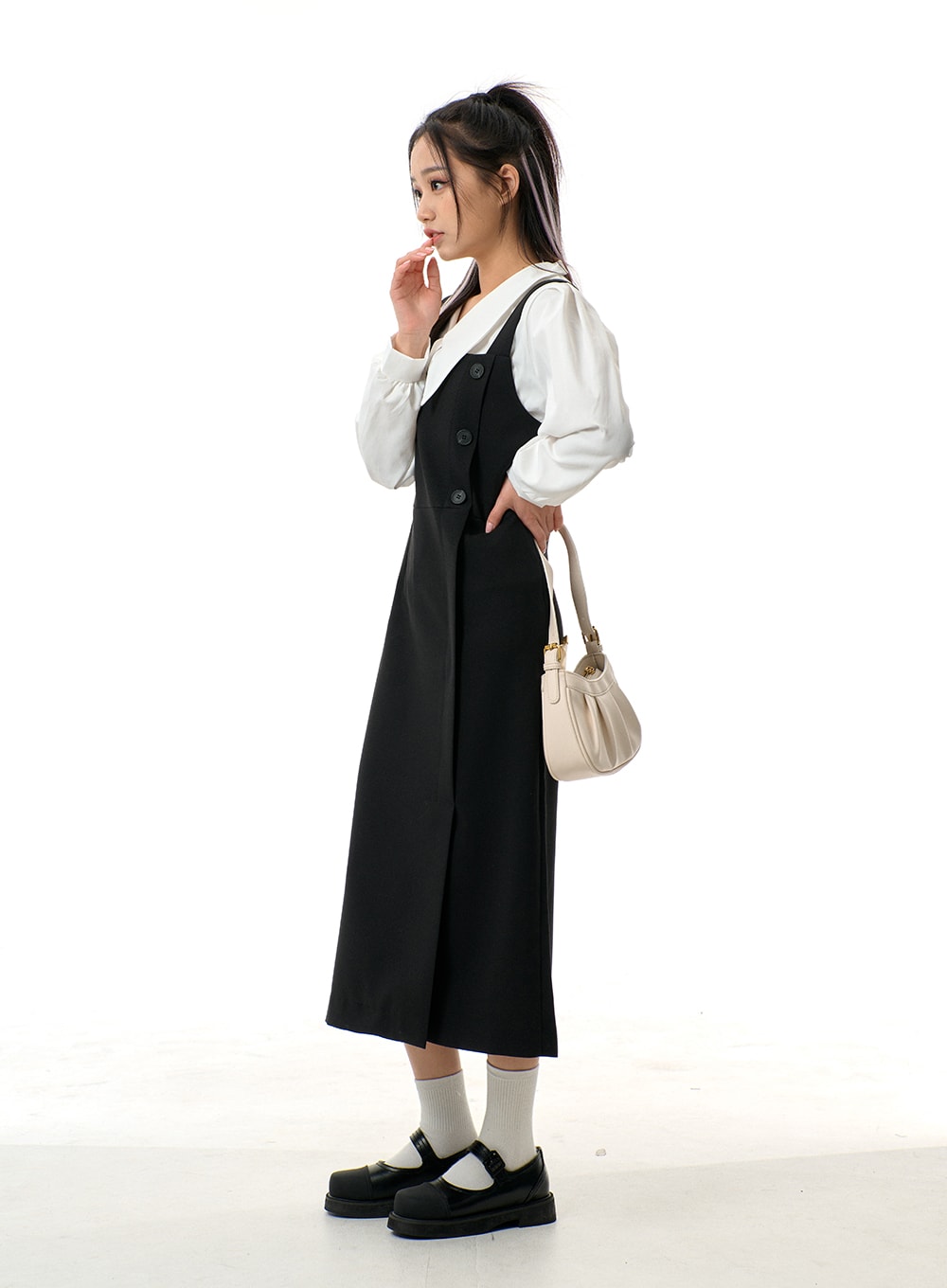 Side Button Detail Sleeveless Maxi Dress BJ312