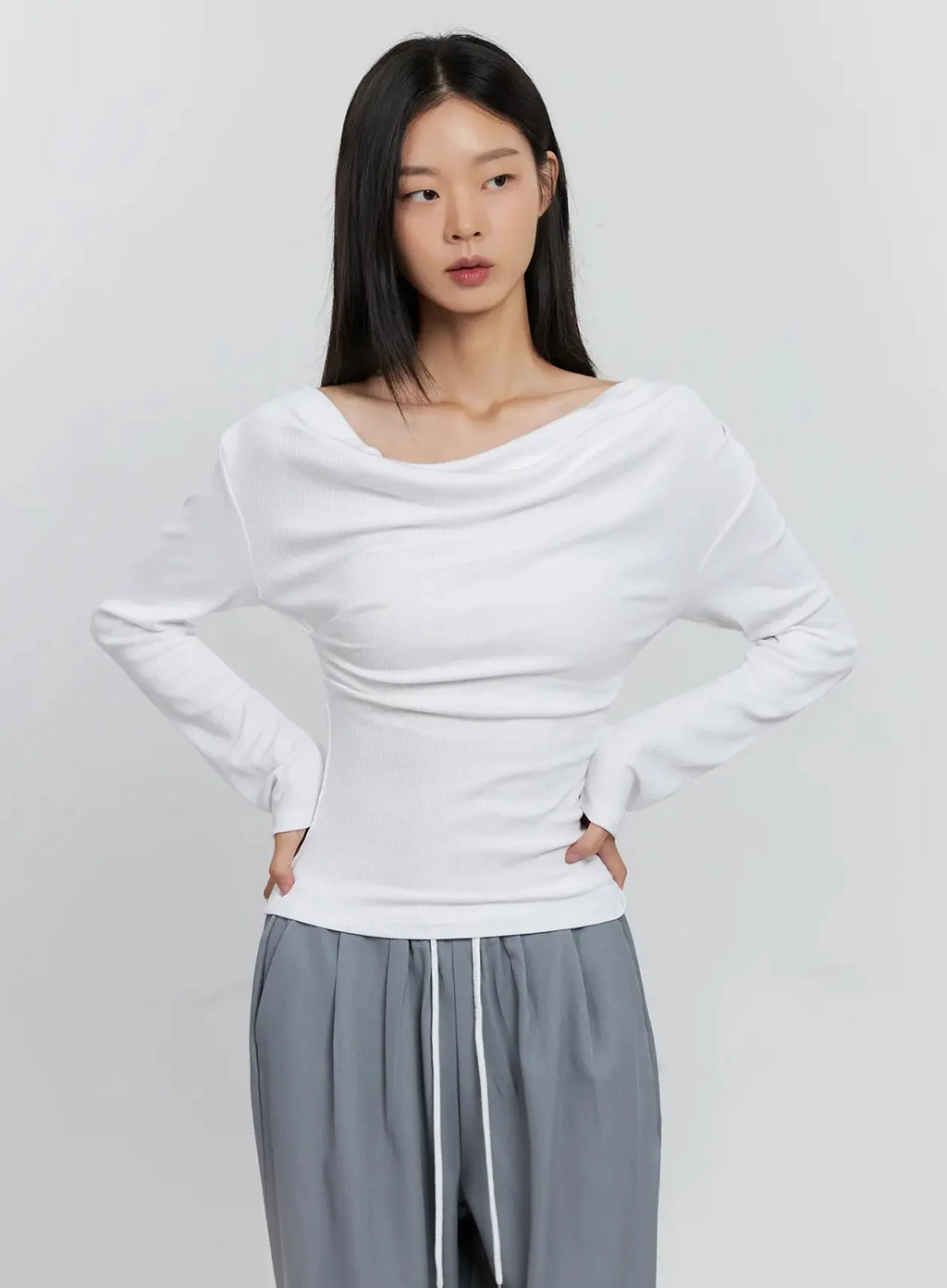 Asymmetric Long Sleeve Top IS516