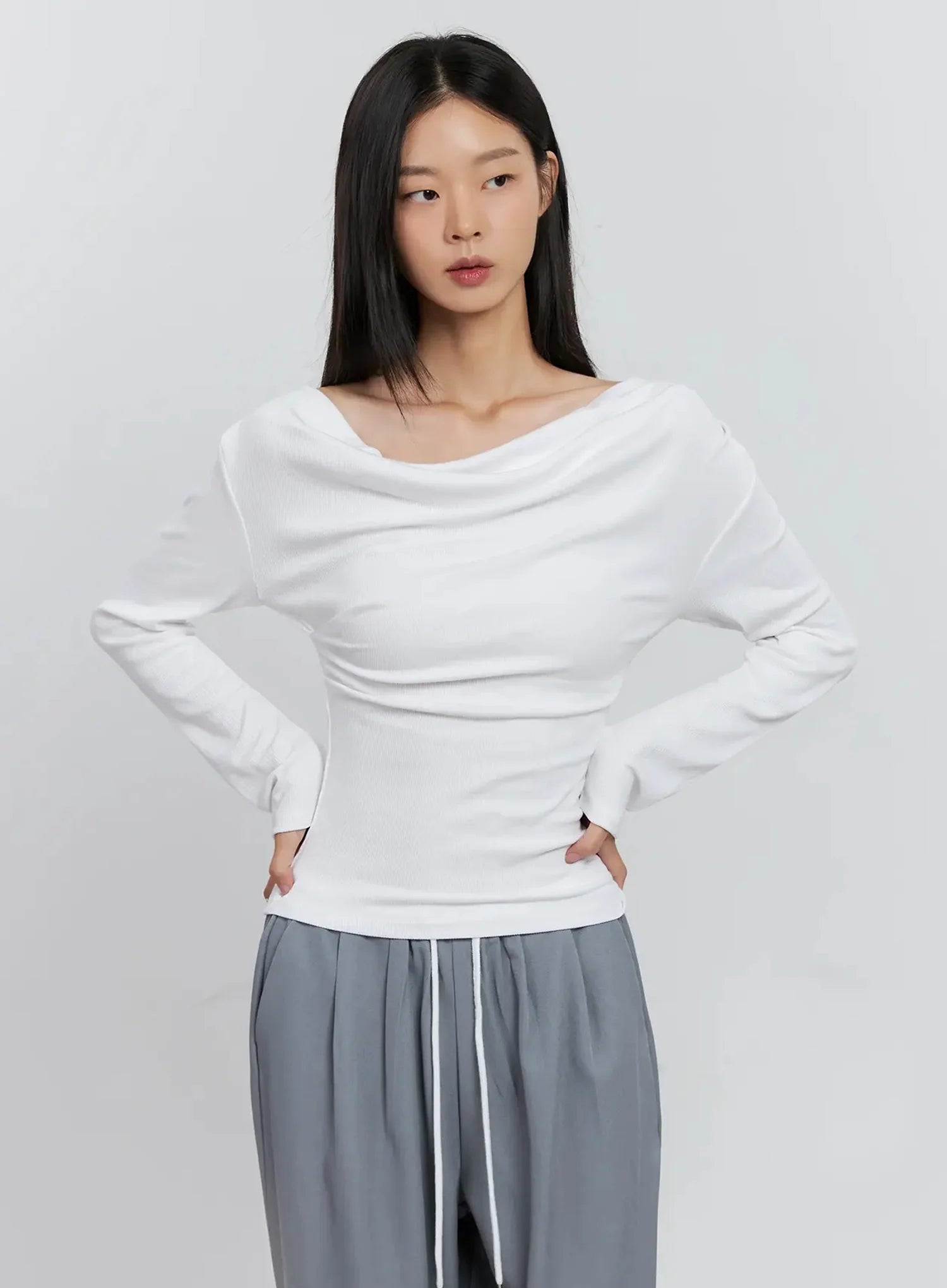 Asymmetric Long Sleeve Top IS516