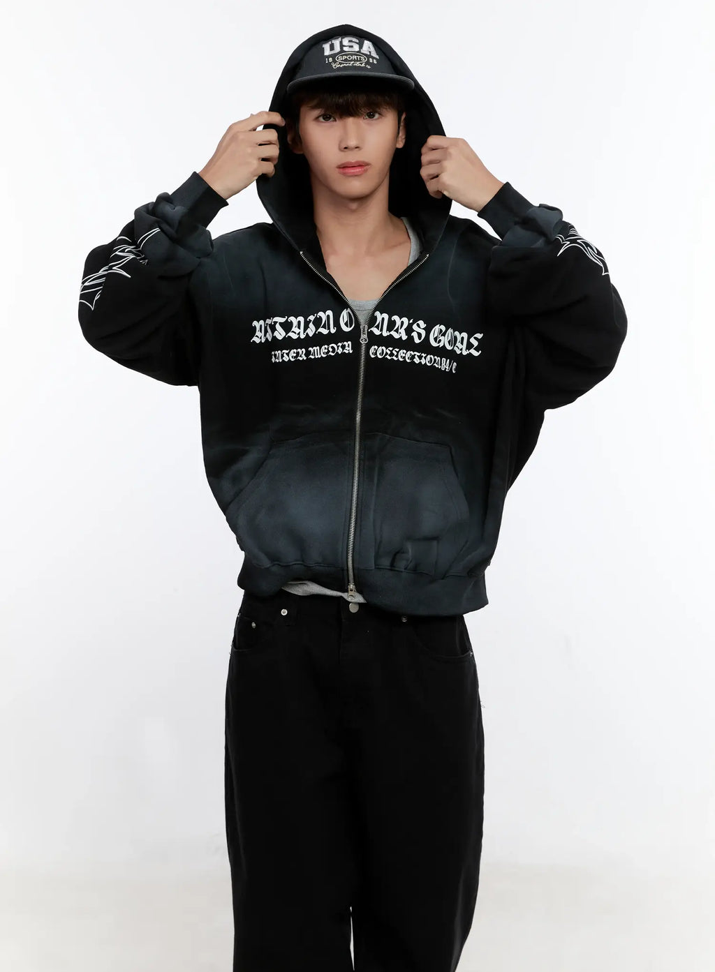 Men's Graphic Zip-Up Hoodie IS530