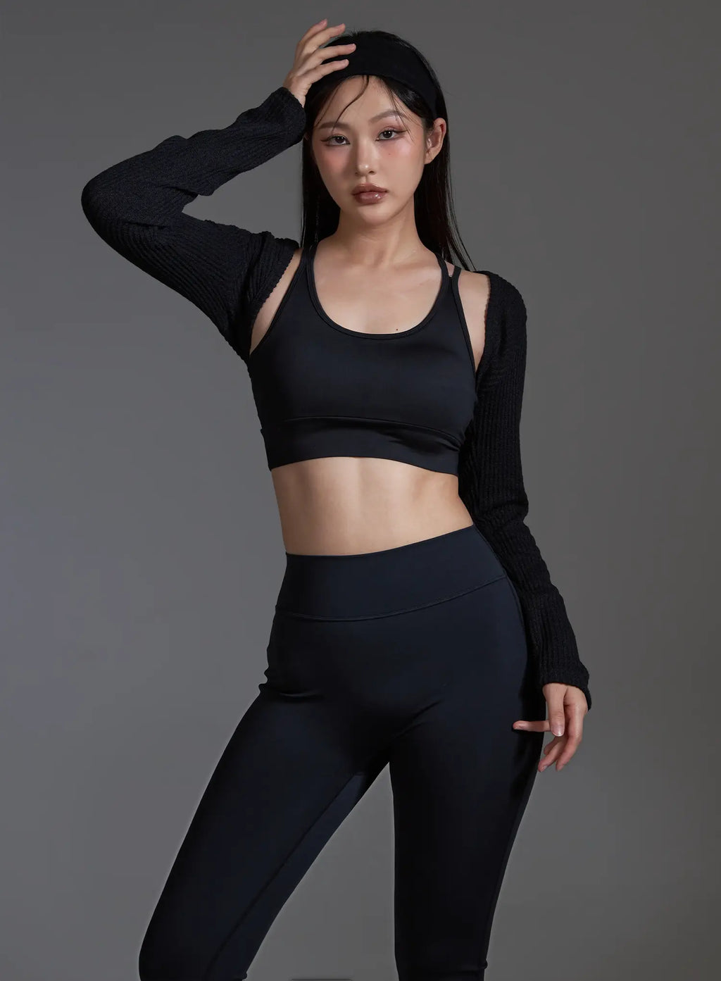 Ribbed Bolero Top (Black) IO517