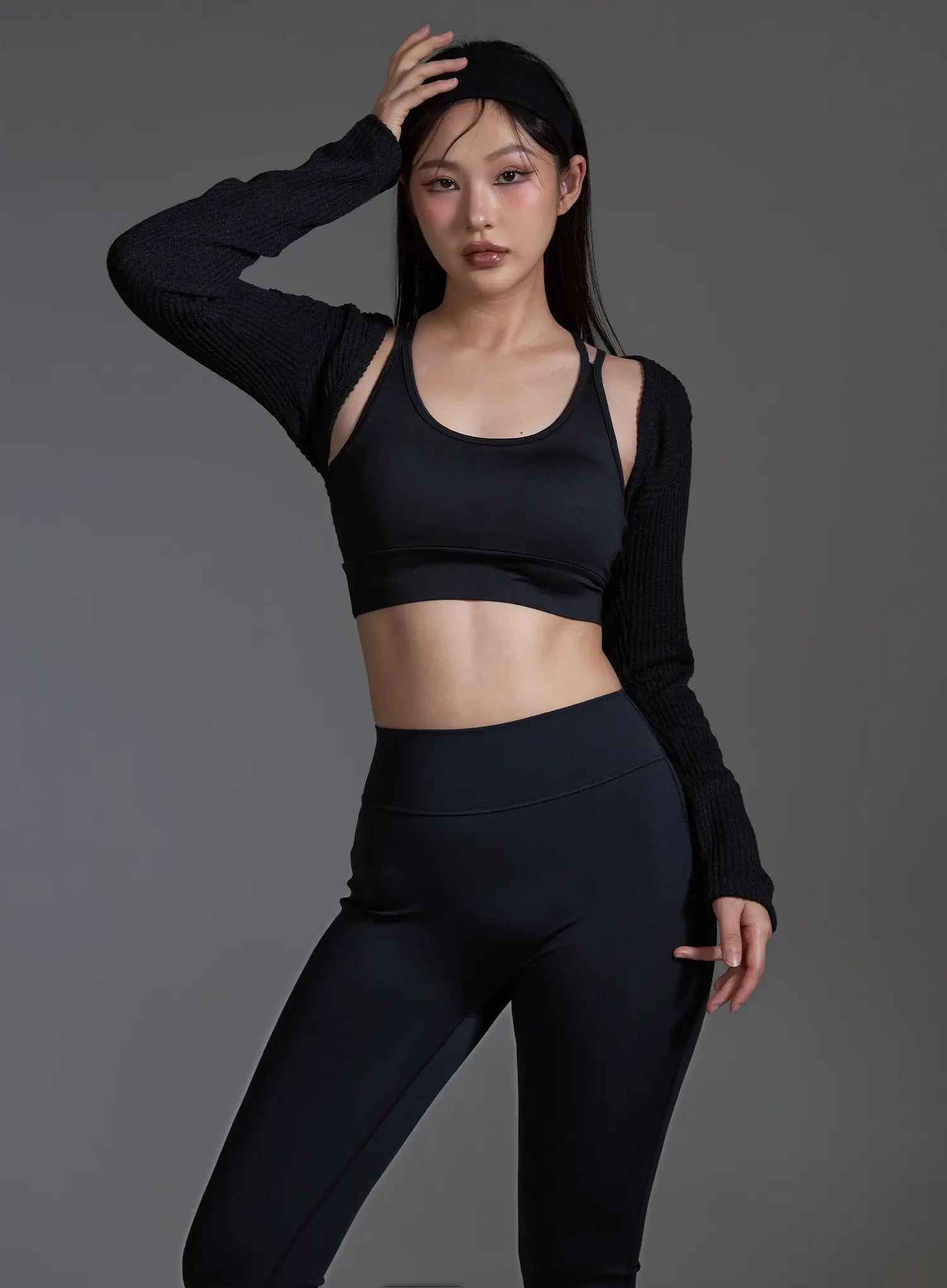 Ribbed Bolero Top (Black) IO517