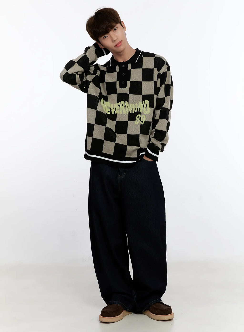 Men's Checkered Knit Sweater IS530