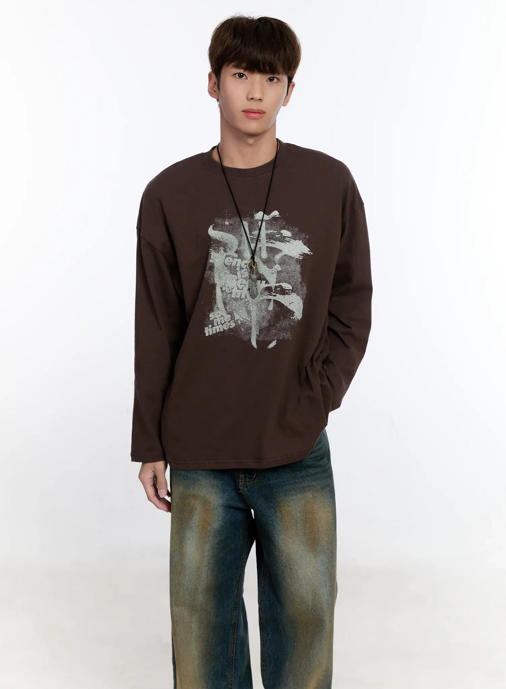 Men's Retro Print Long Sleeve Tee IS530