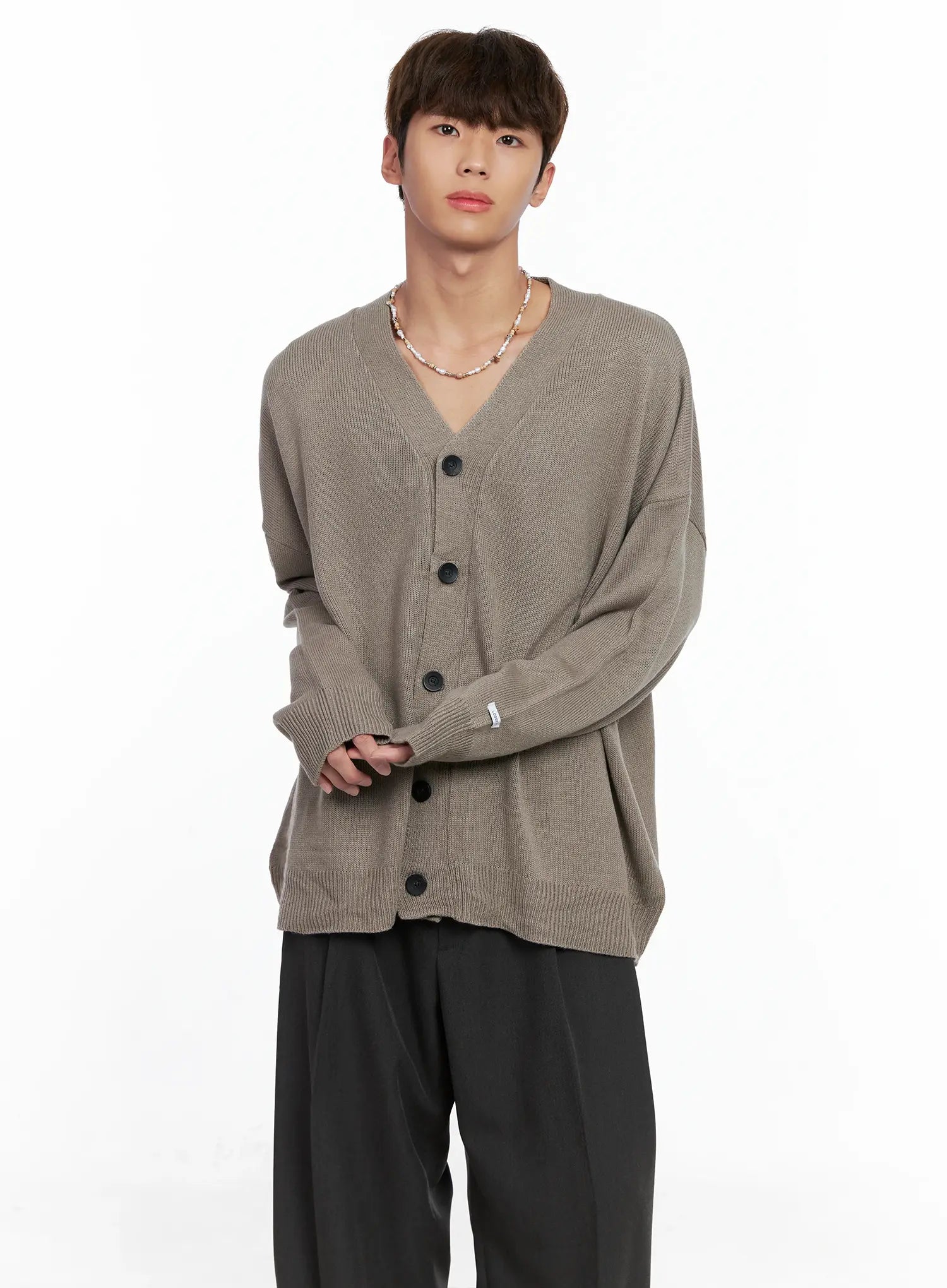 Men's Oversized V-Neck Cardigan IO506
