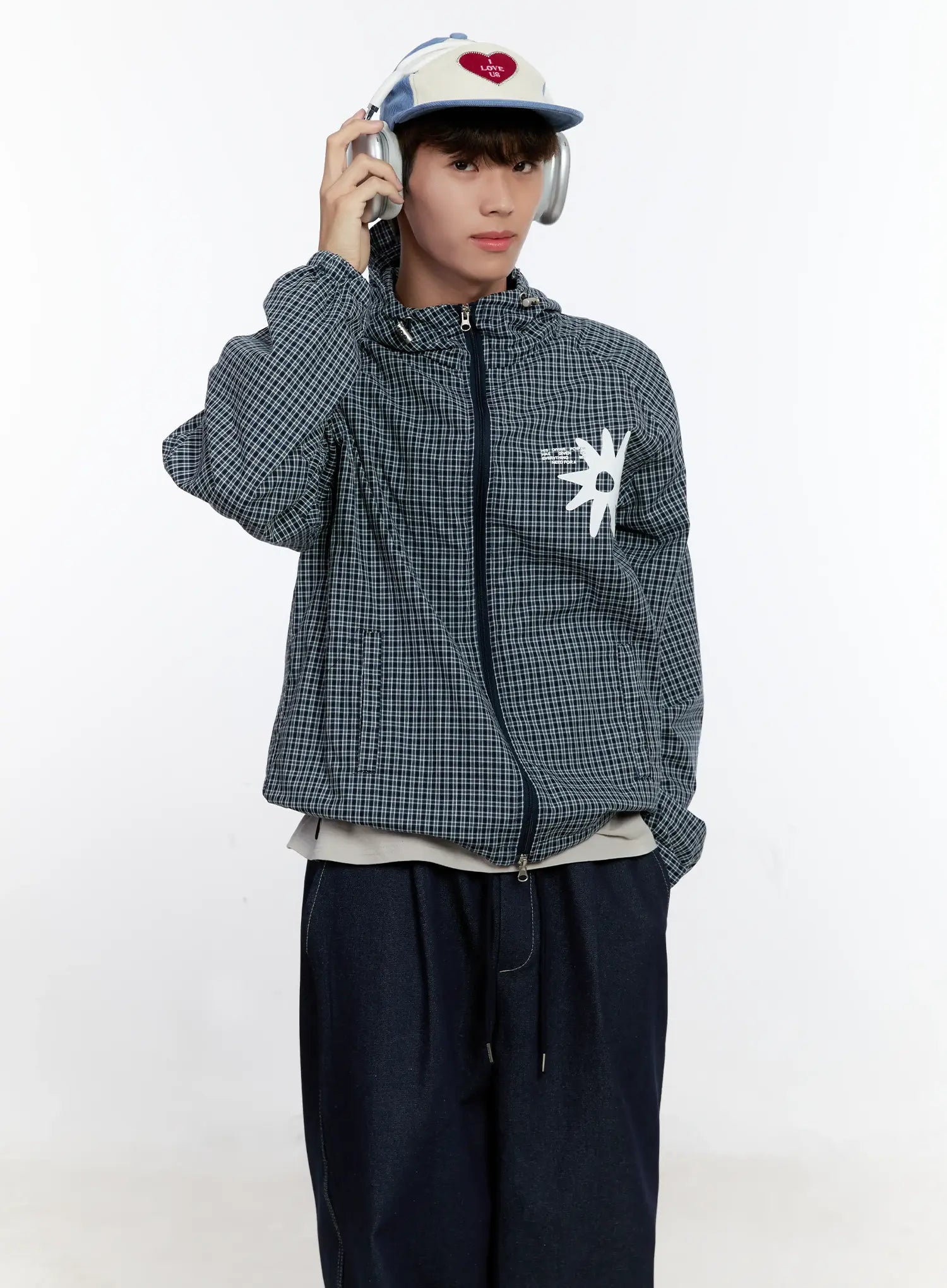 Men's Checkered Windbreaker Jacket IS529