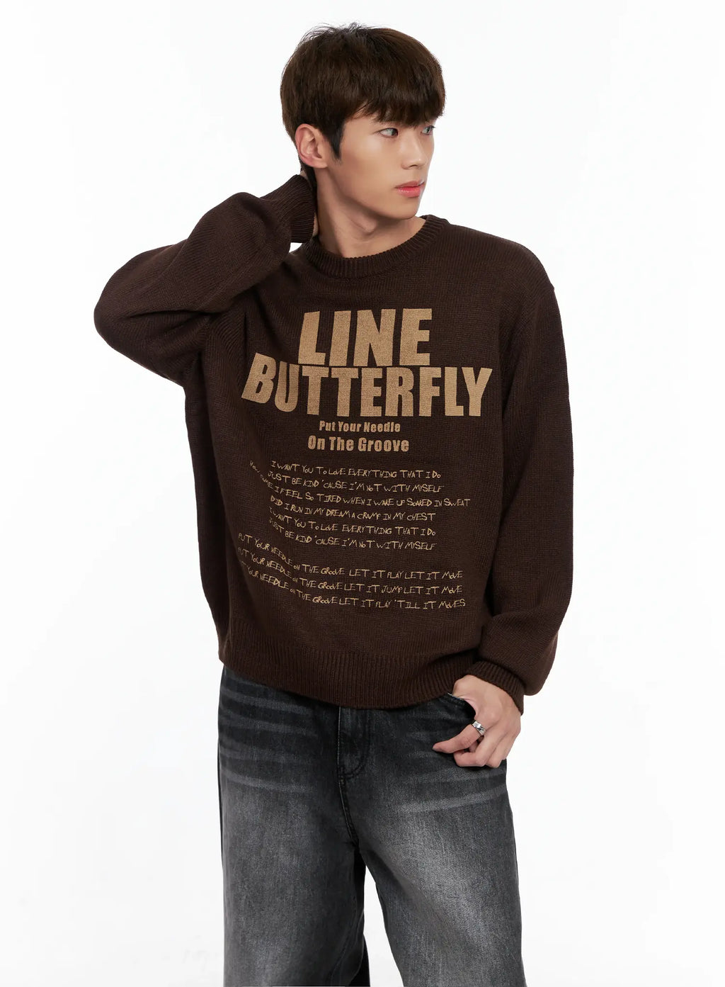 Men's Statement Graphic Knit Sweater IO502