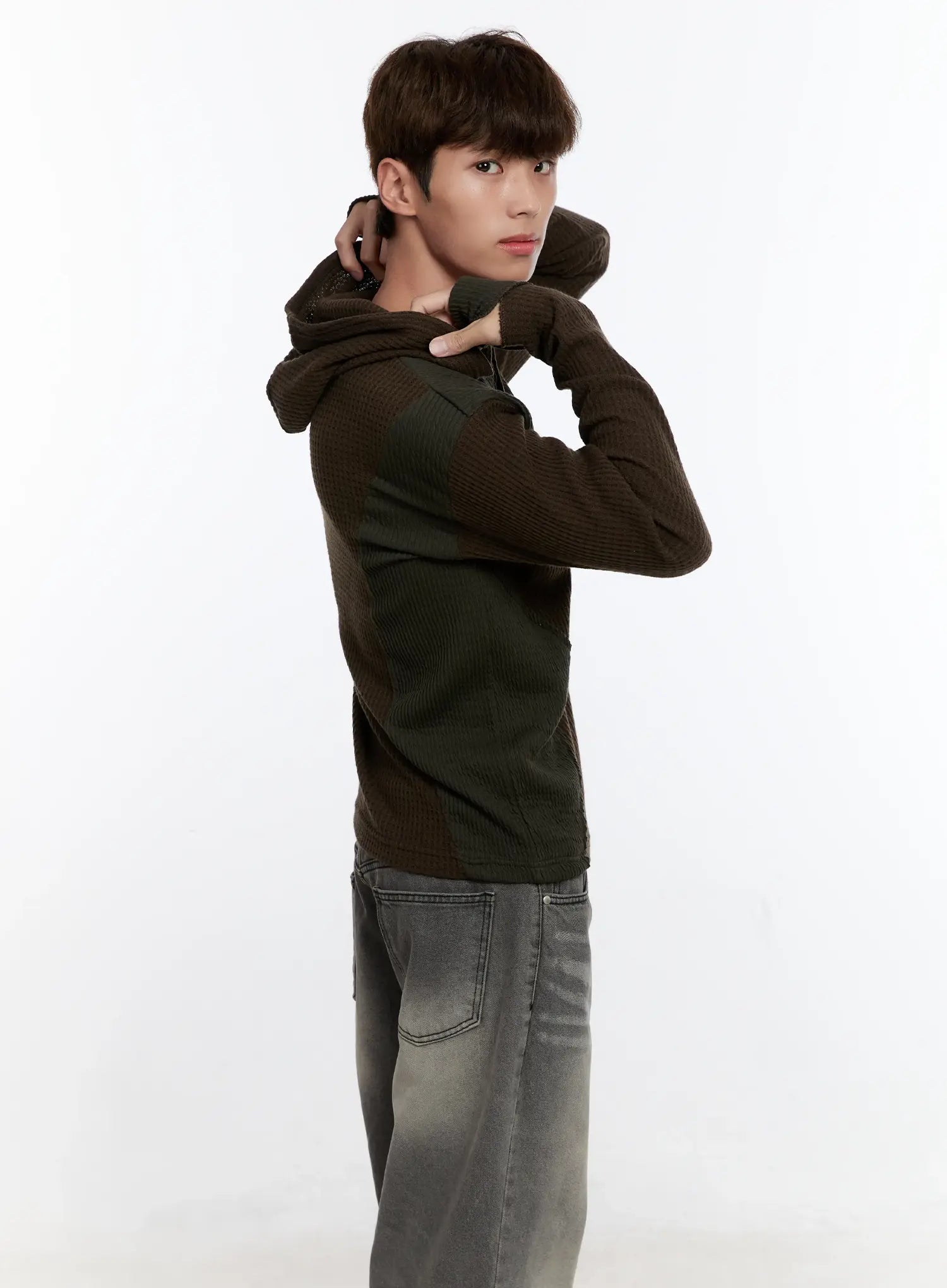 Men's Henley Hooded Sweater IS530