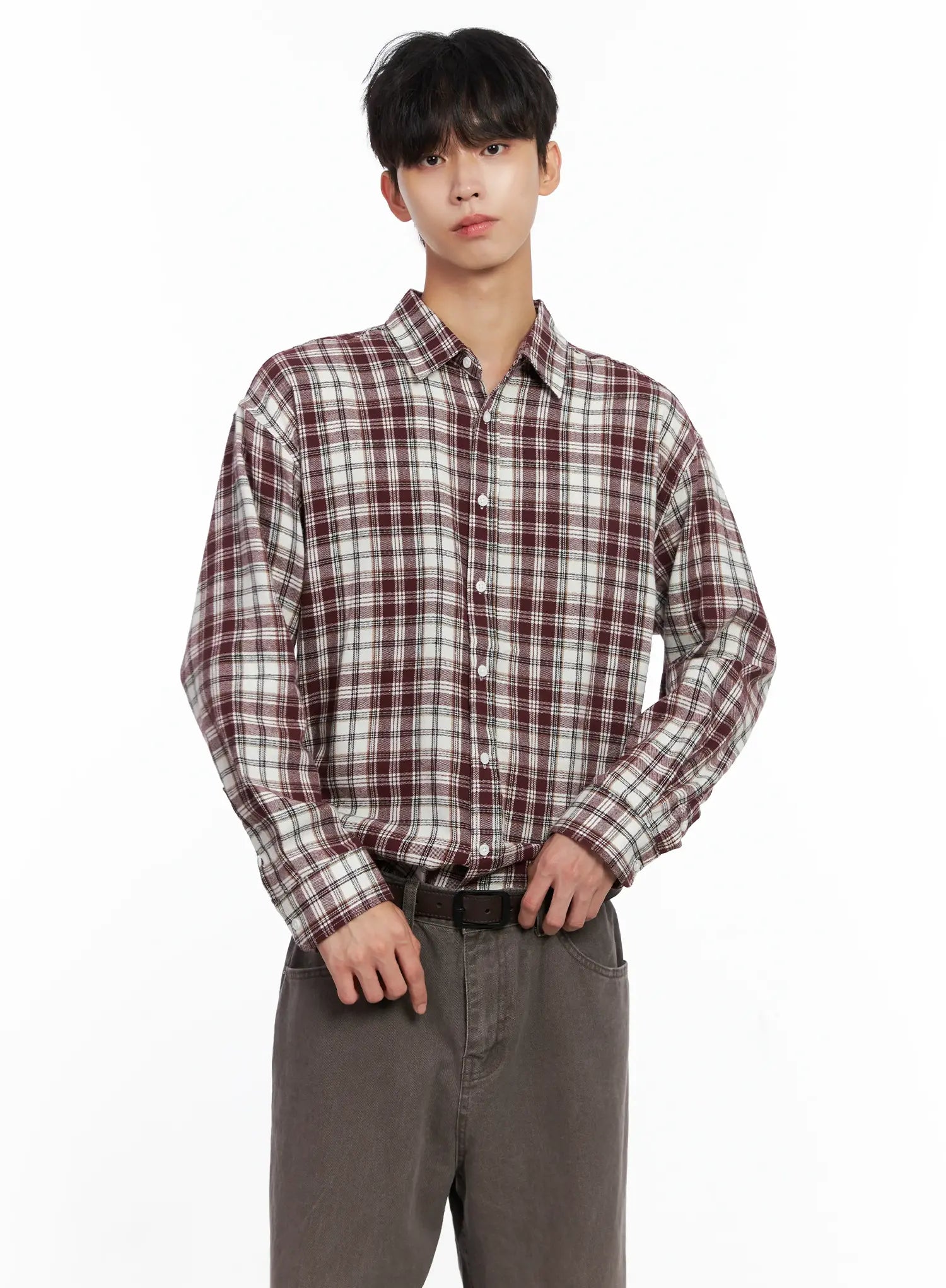 Men's Classic Plaid Button-Up Shirt IS519