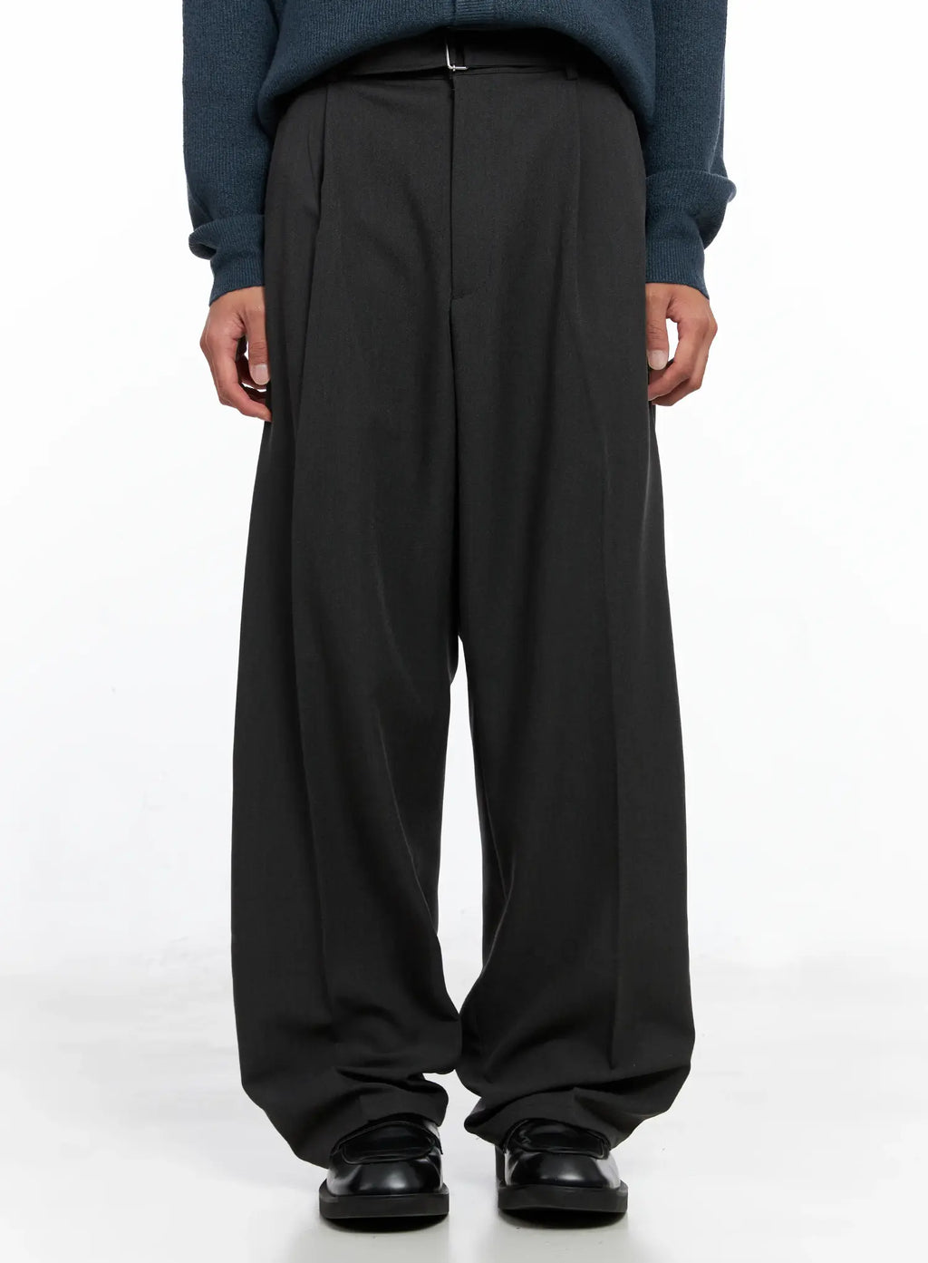 Men's Classic Belted Wide-Leg Pants IO506