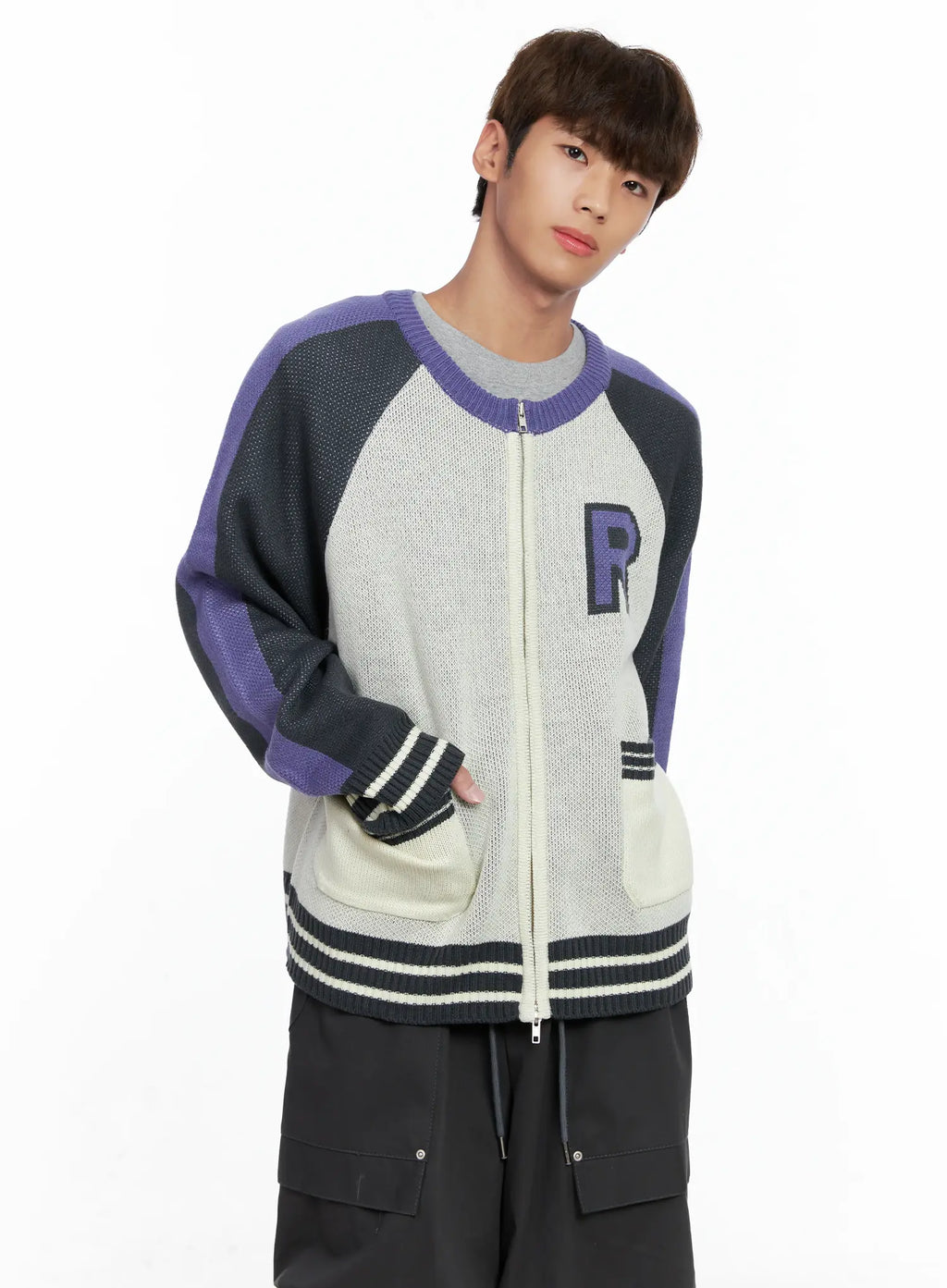 Men's Knit Varsity Jacket IO506