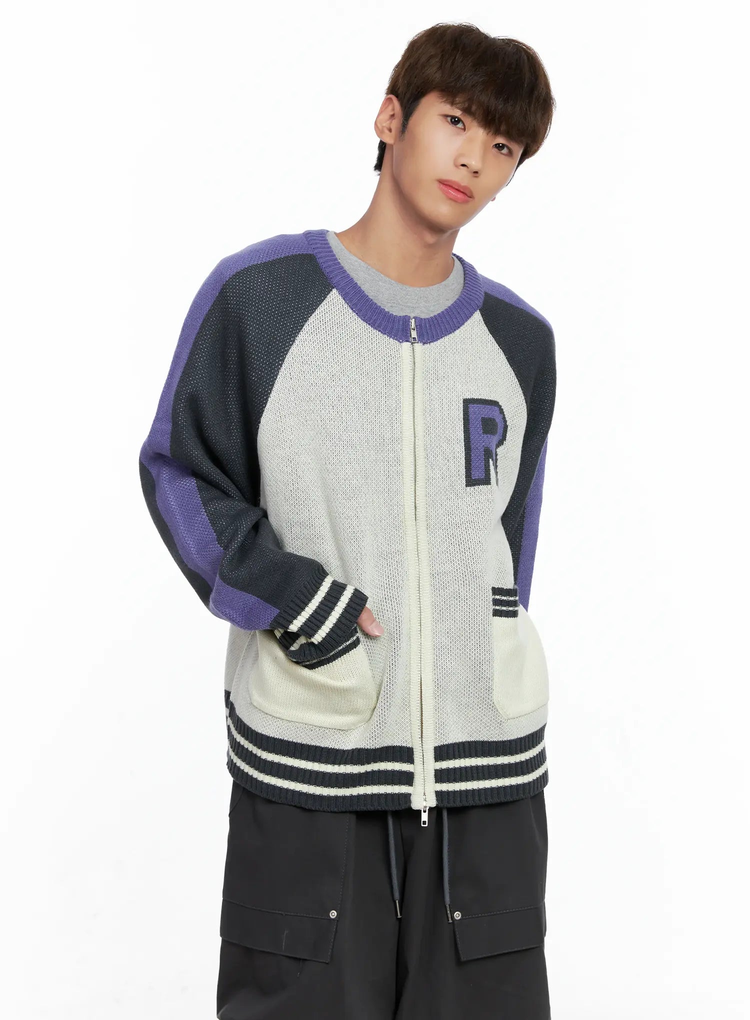 Men's Knit Varsity Jacket IO506
