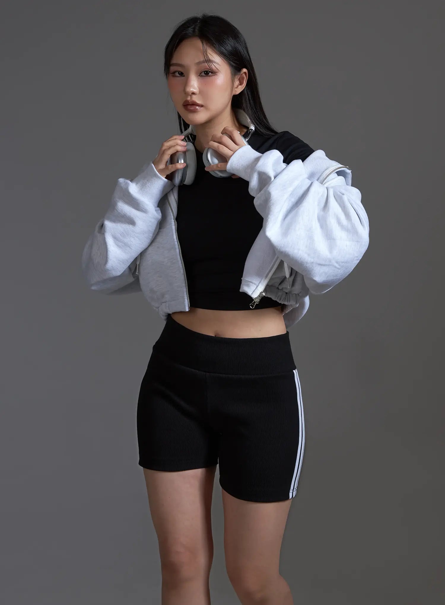 Cropped Zip-Up Hoodie IO517