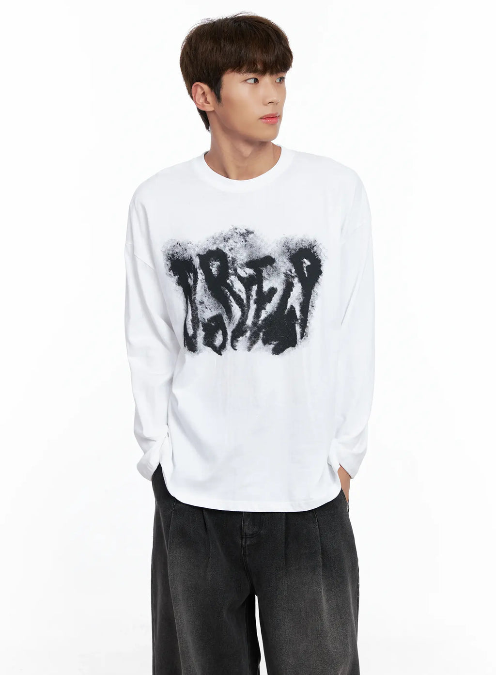 Men's Abstract Graffiti Long-Sleeve Tee IO502