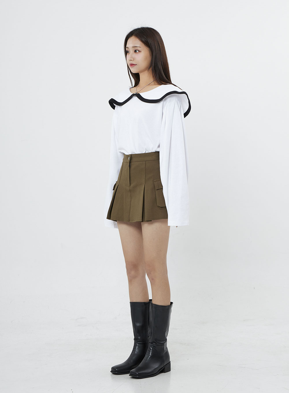 Pleated Cargo Mini Skirt BO13