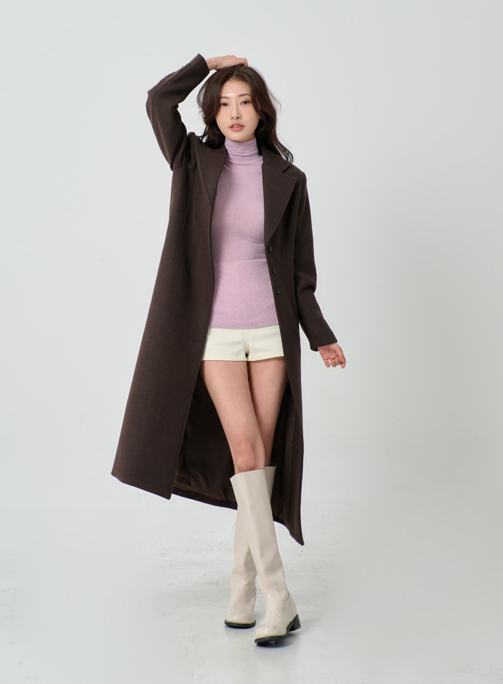 Side Cut Turtleneck Long Sleeve T-Shirt IO31