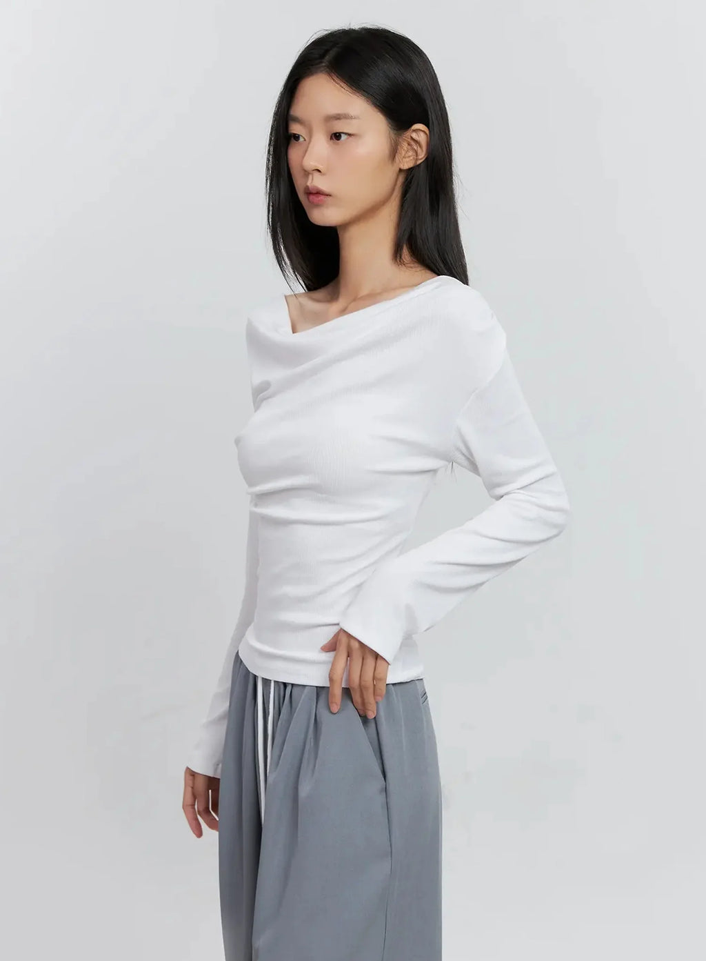 Asymmetric Long Sleeve Top IS516