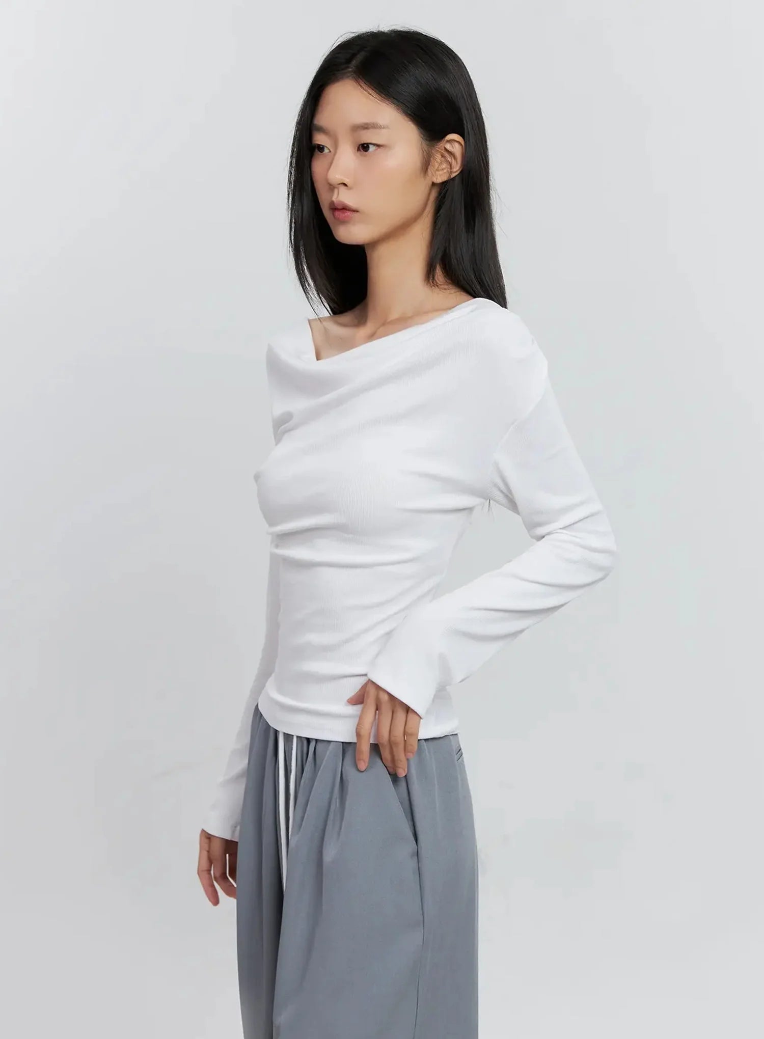 Asymmetric Long Sleeve Top IS516