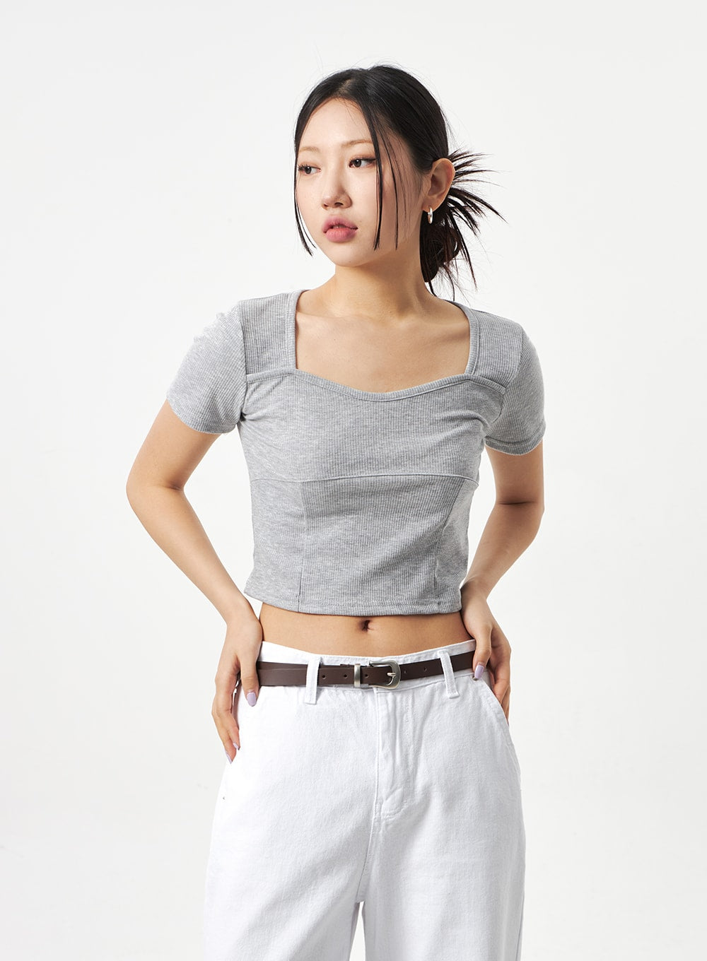 Heart Neck Cropped Tee CA320