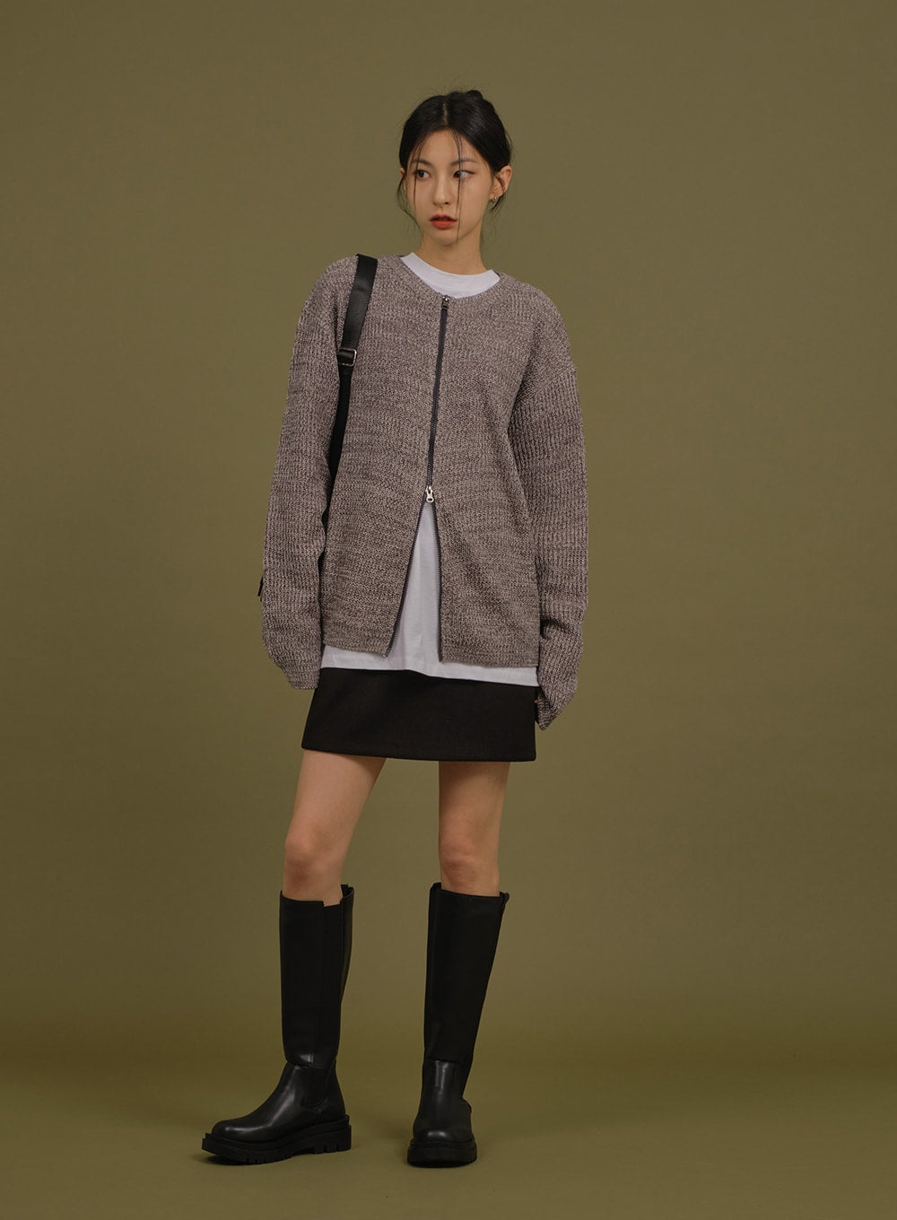 Loose Fit Knit with Two Way Zip