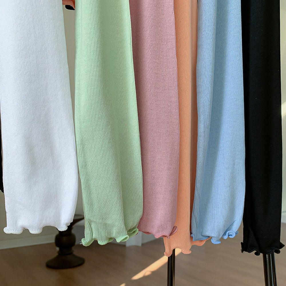 V-neck Frill Long-sleeve Cardigan T-shirt L1002