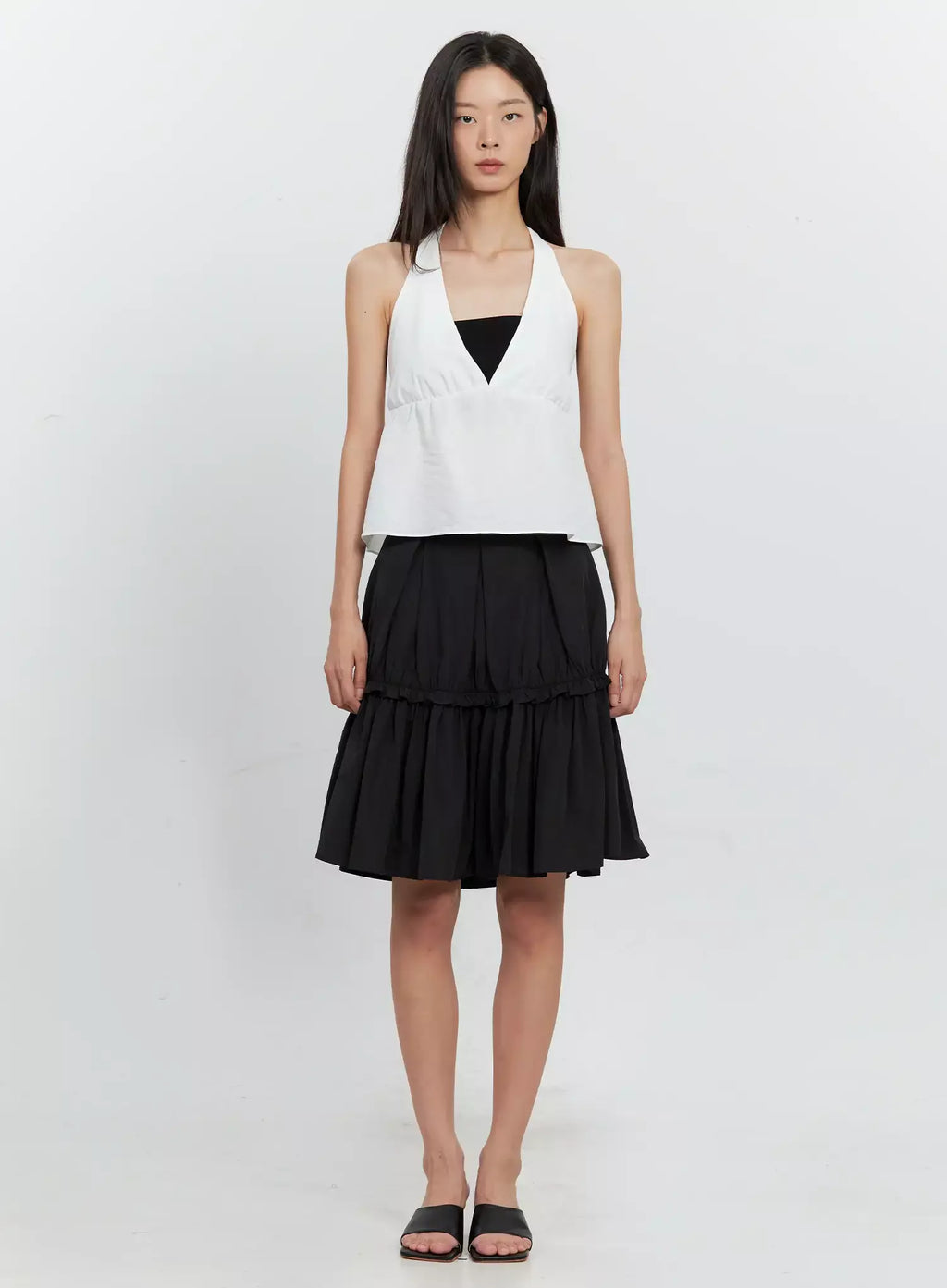 Pleated Nylon Midi Skirt IS516