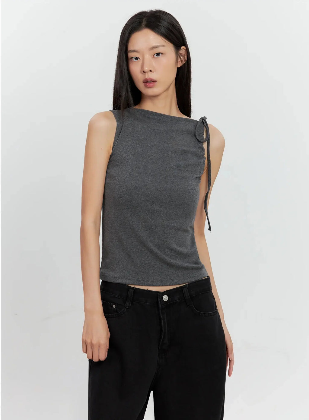 Asymmetric High Neck Tank Top IL528