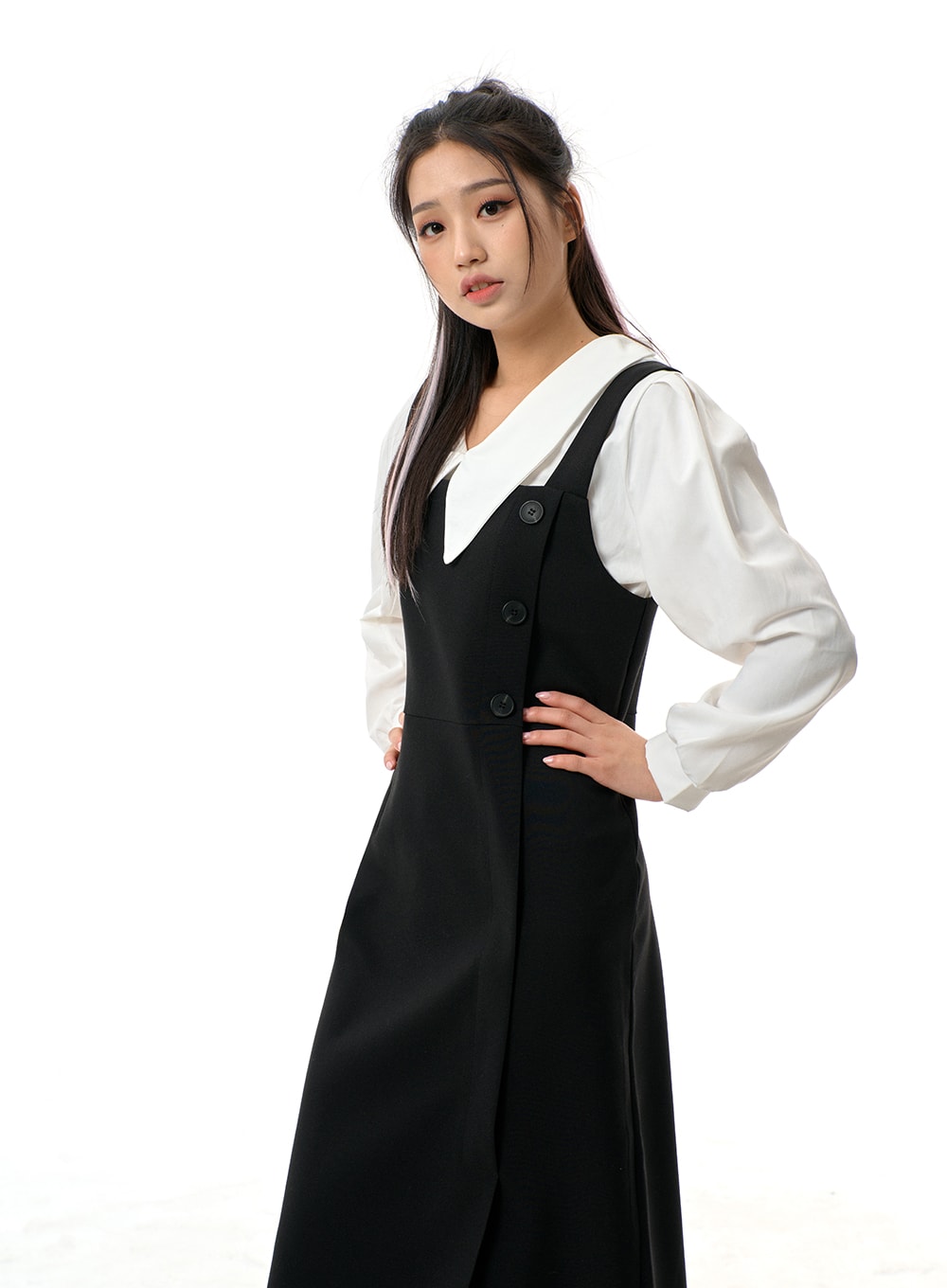 Side Button Detail Sleeveless Maxi Dress BJ312