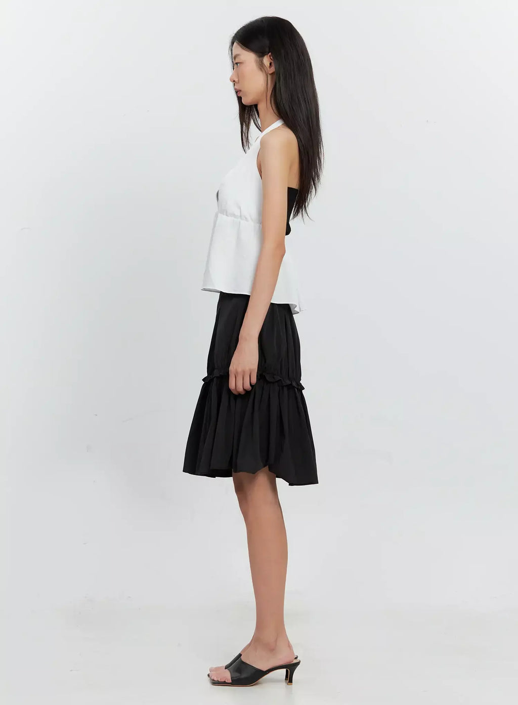 Pleated Nylon Midi Skirt IS516