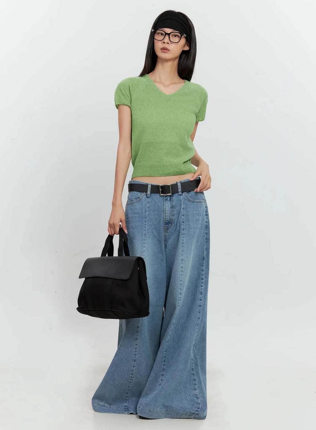 Mesh V-Neck Short-Sleeve Top IL528