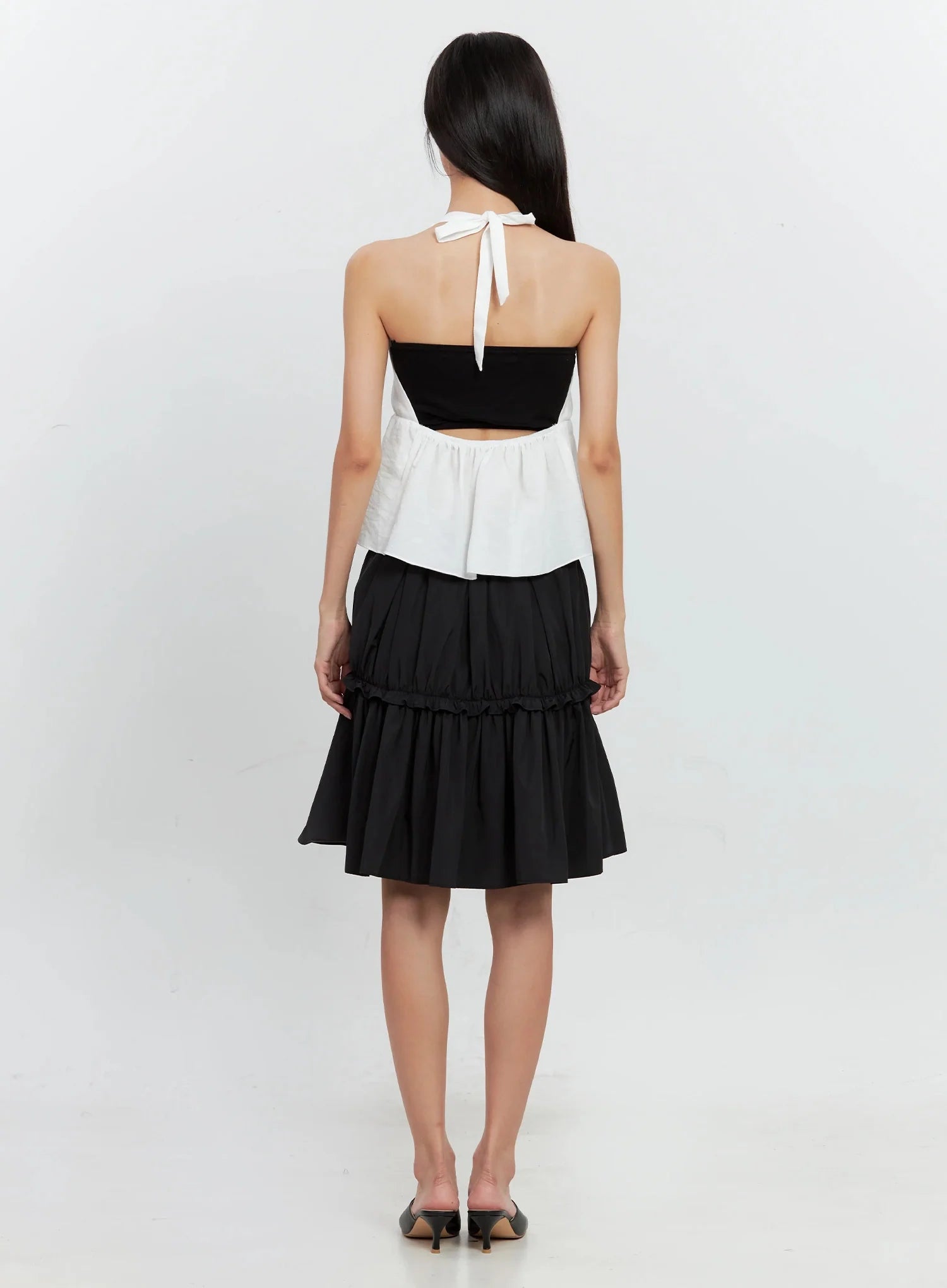 Pleated Nylon Midi Skirt IS516