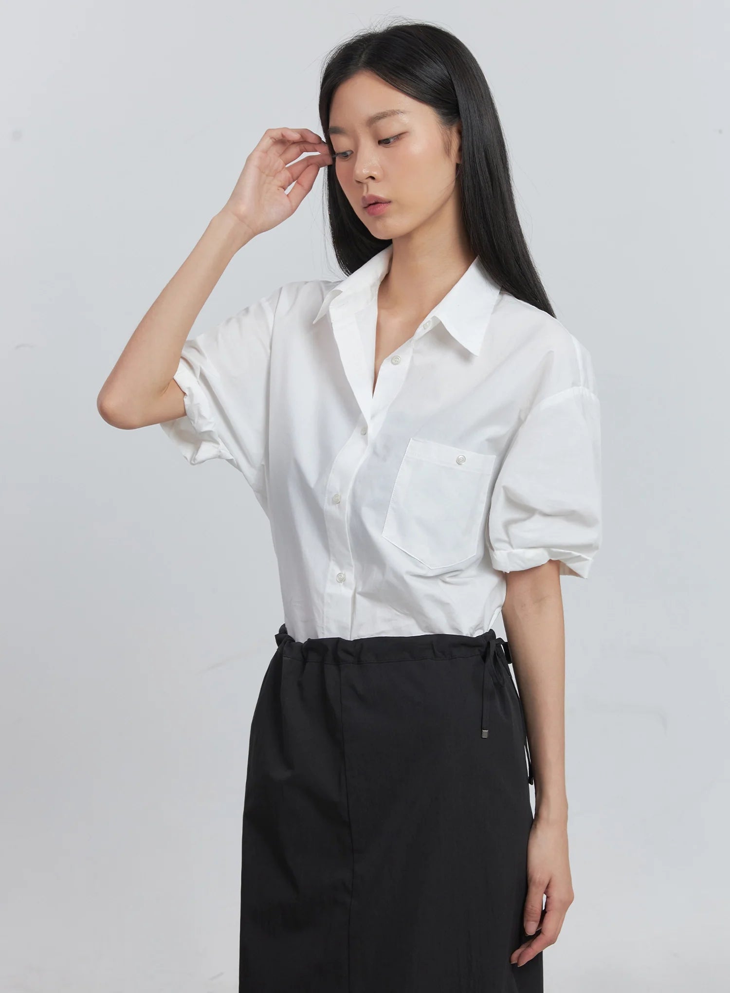 Roll-Up Short-Sleeve Collared Shirt IU512