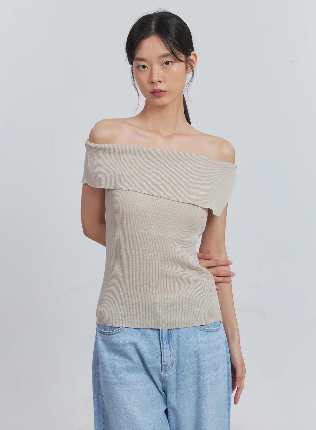 Off-Shoulder Linen Blouse IU512