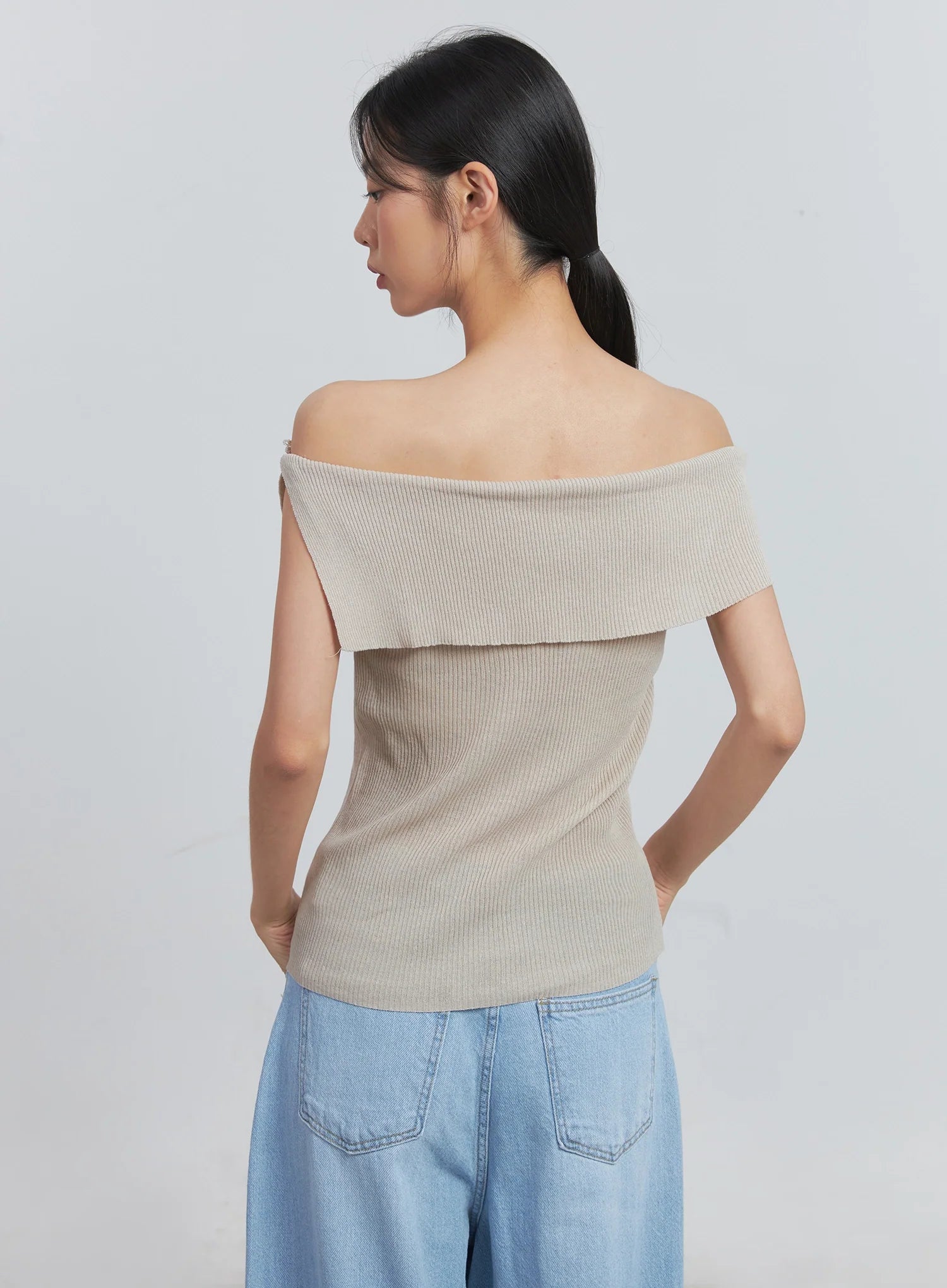 Off-Shoulder Linen Blouse IU512