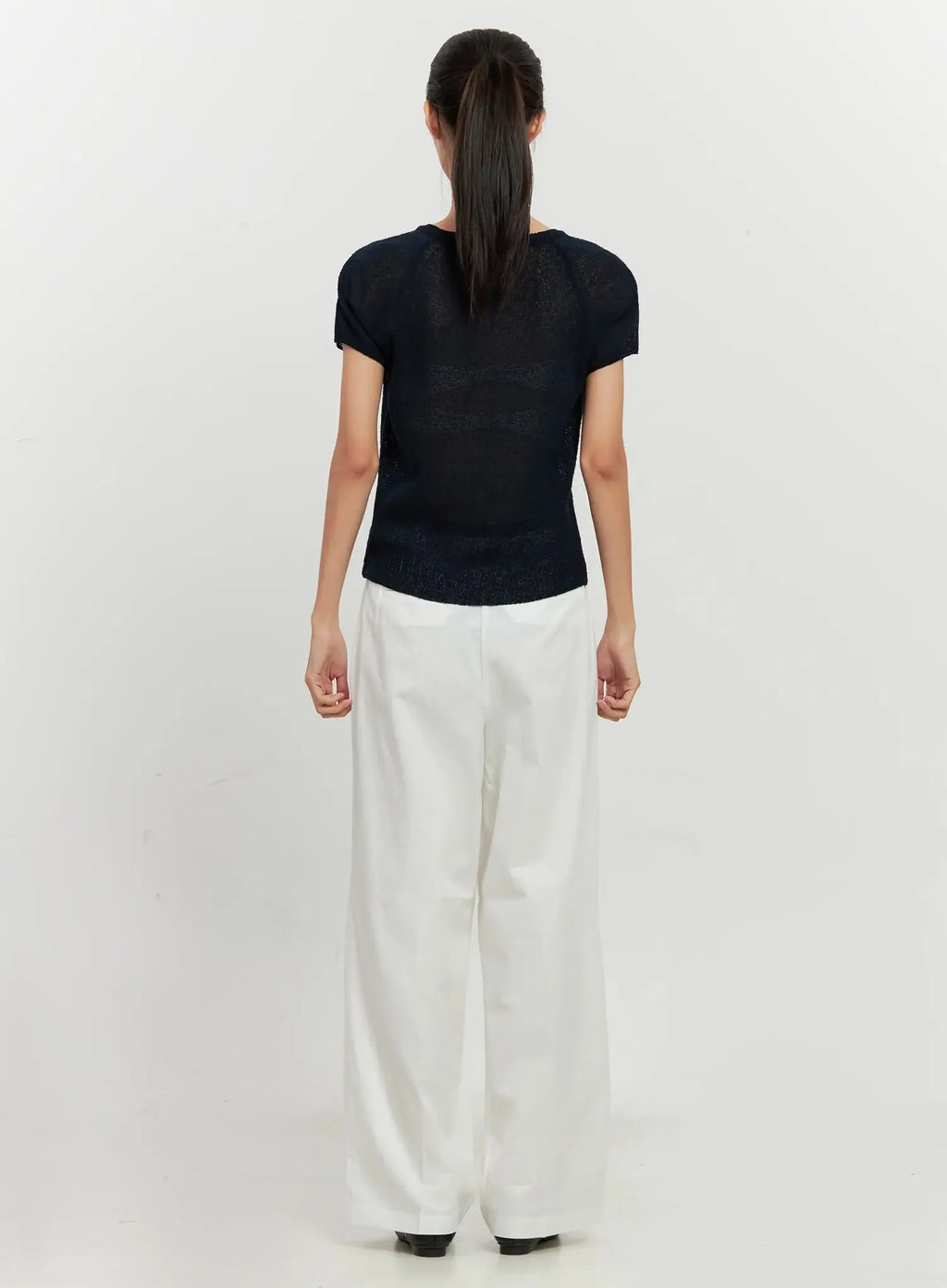 Mesh V-Neck Short-Sleeve Top IL528