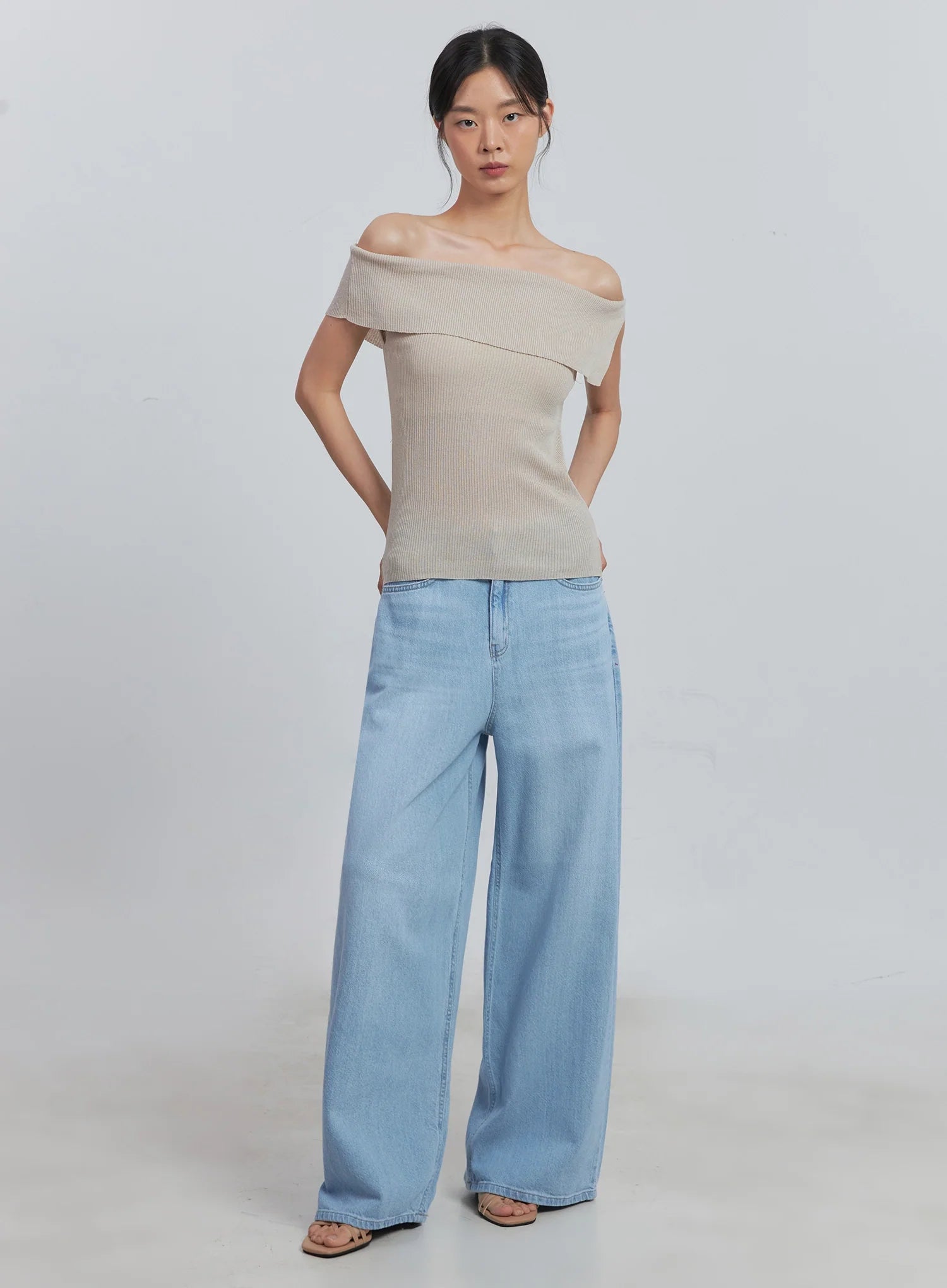 Off-Shoulder Linen Blouse IU512