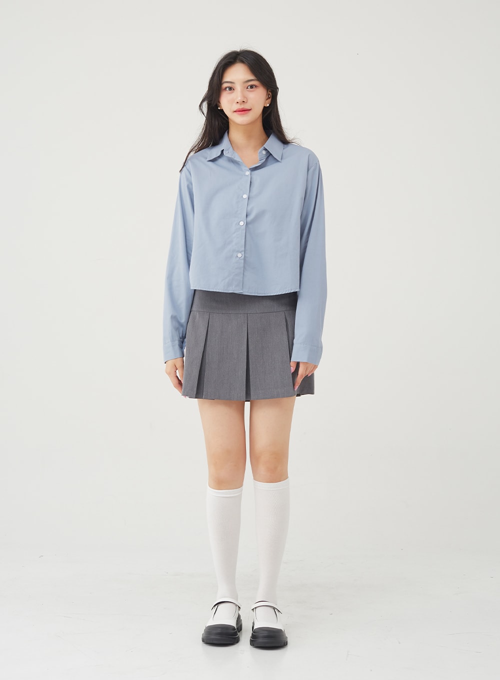 Basic Tone Down Color Crop Shirt BG23