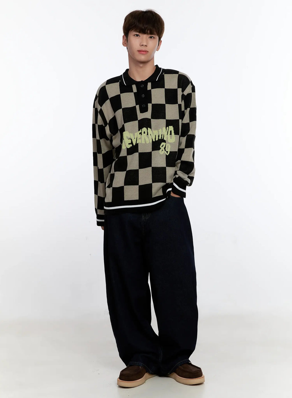 Men's Checkered Knit Sweater IS530