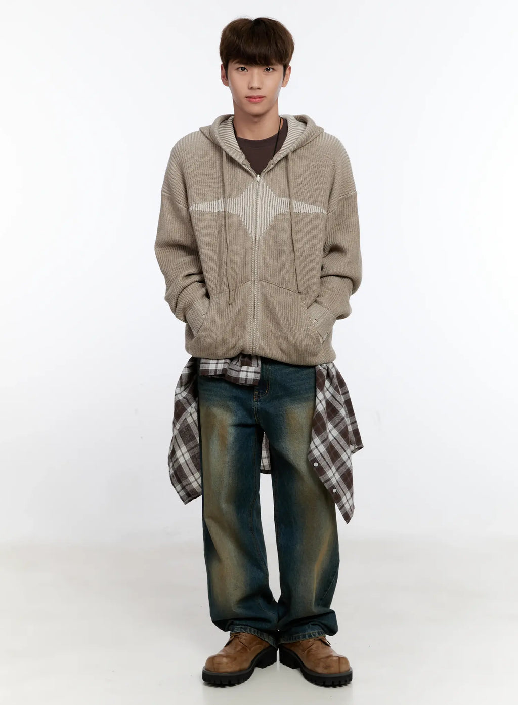 Men's Vintage Wash Wide Leg Jeans IS530