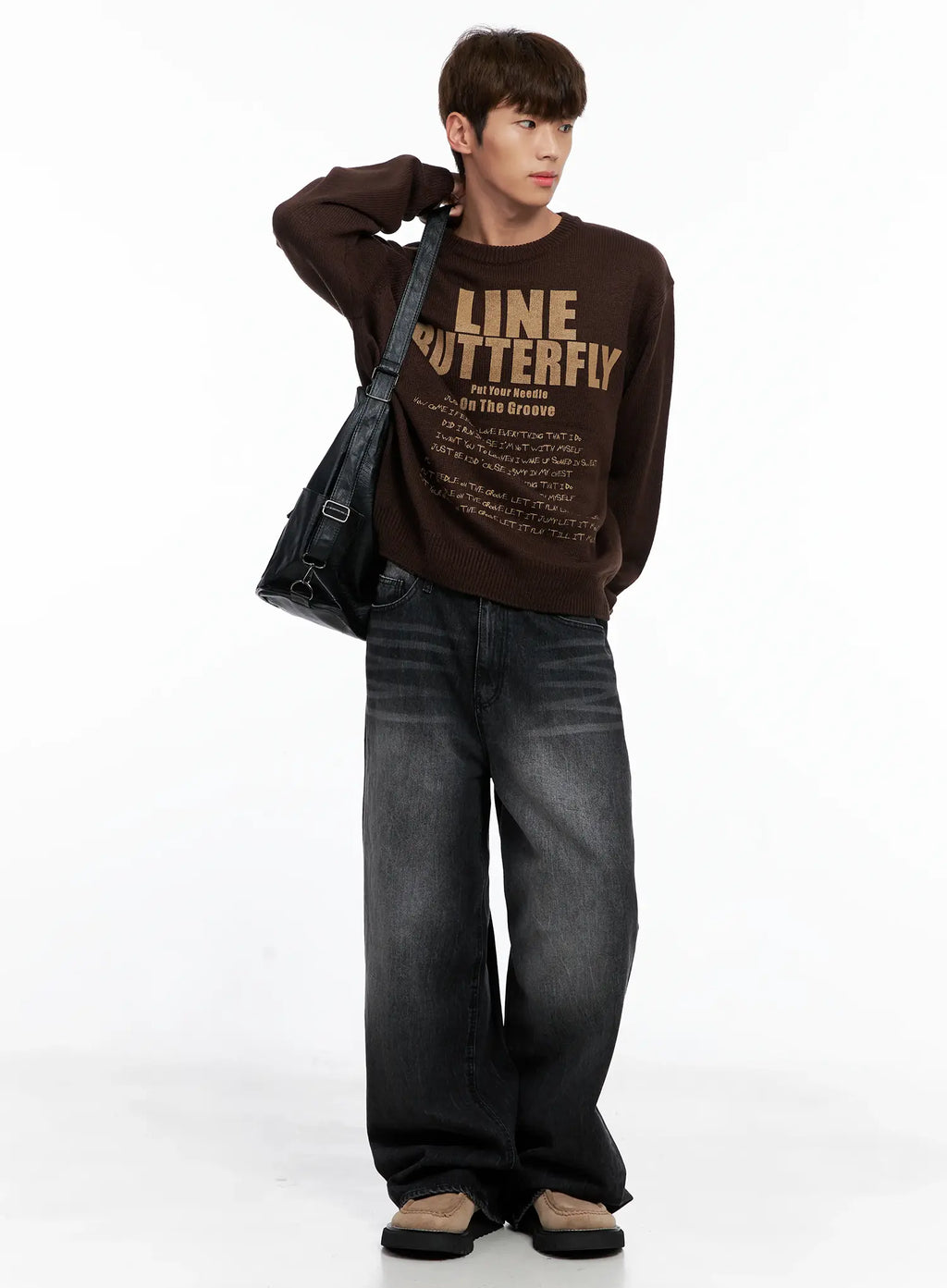 Men's Wide-Leg Washed Jeans IO502