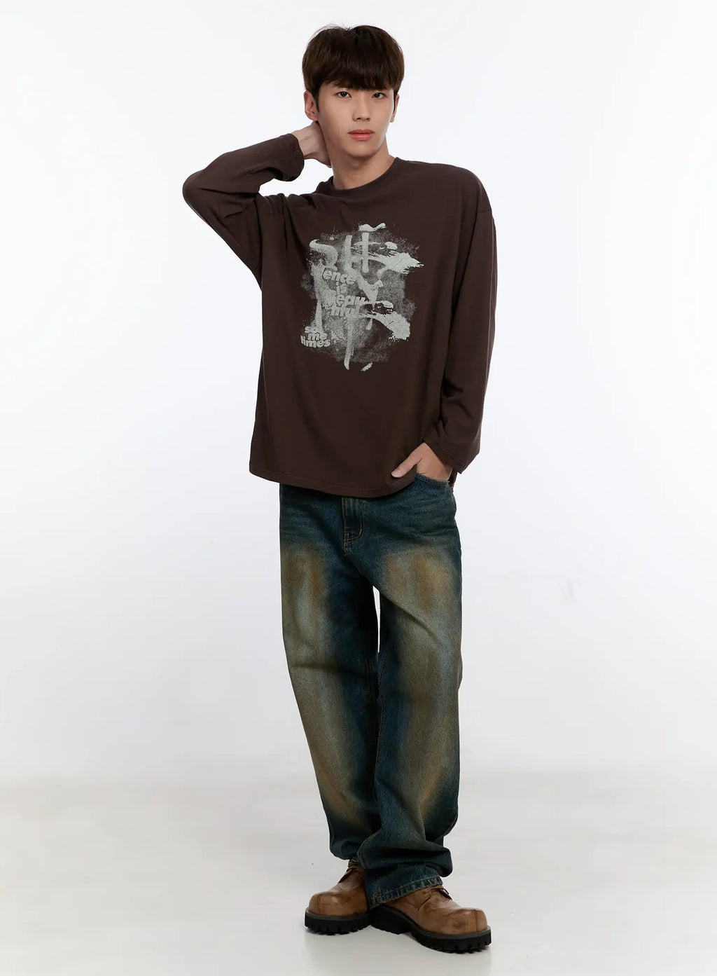 Men's Retro Print Long Sleeve Tee IS530
