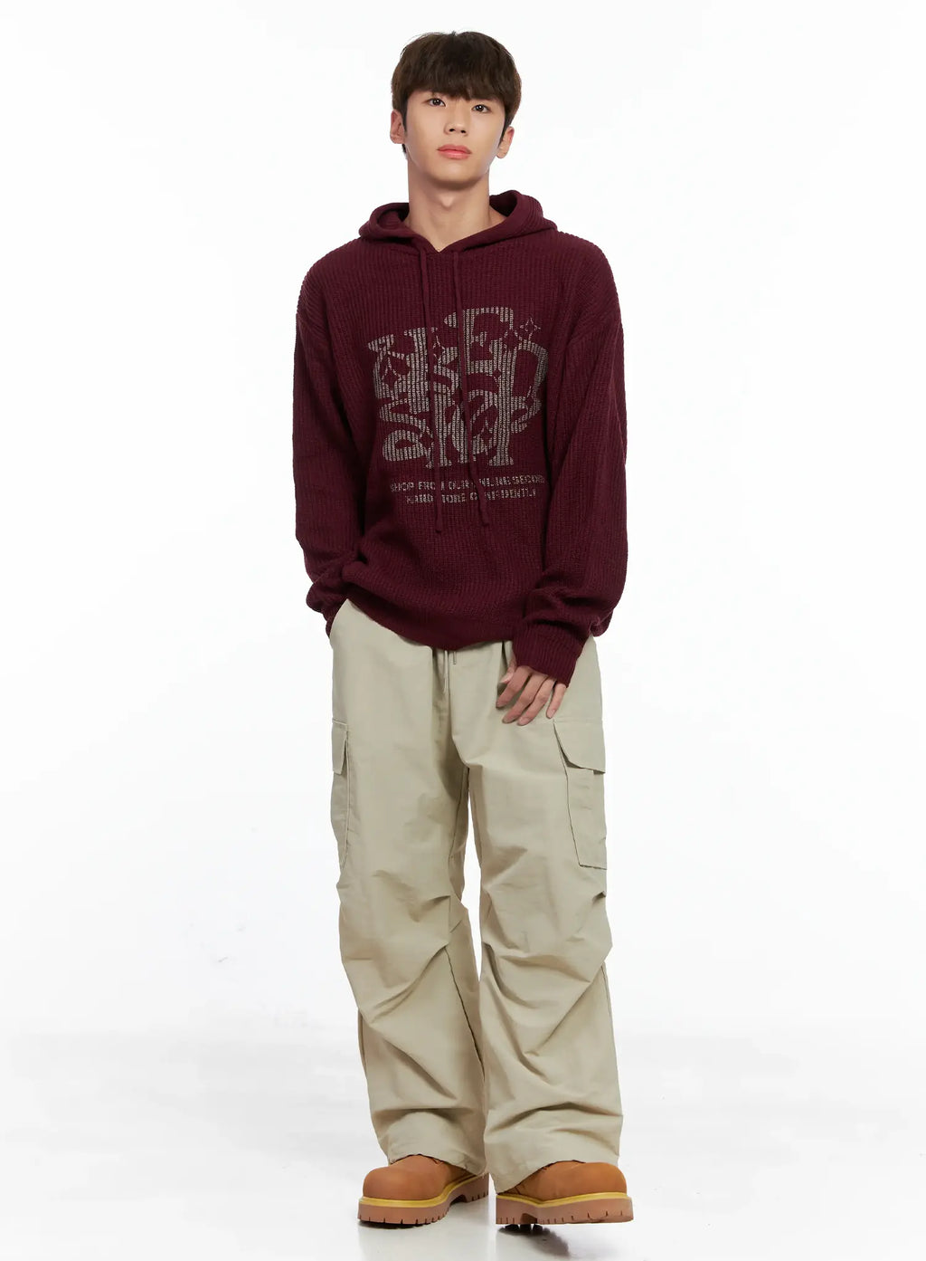 Men's Letter Knit Hoodie IO506