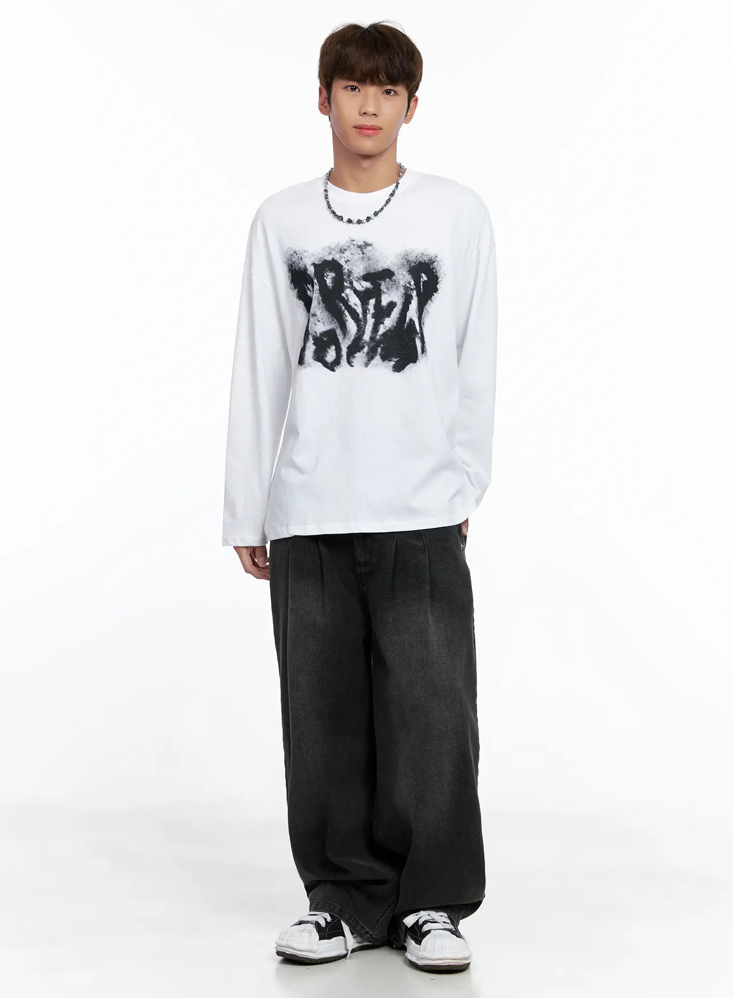 Men's Abstract Graffiti Long-Sleeve Tee IO502